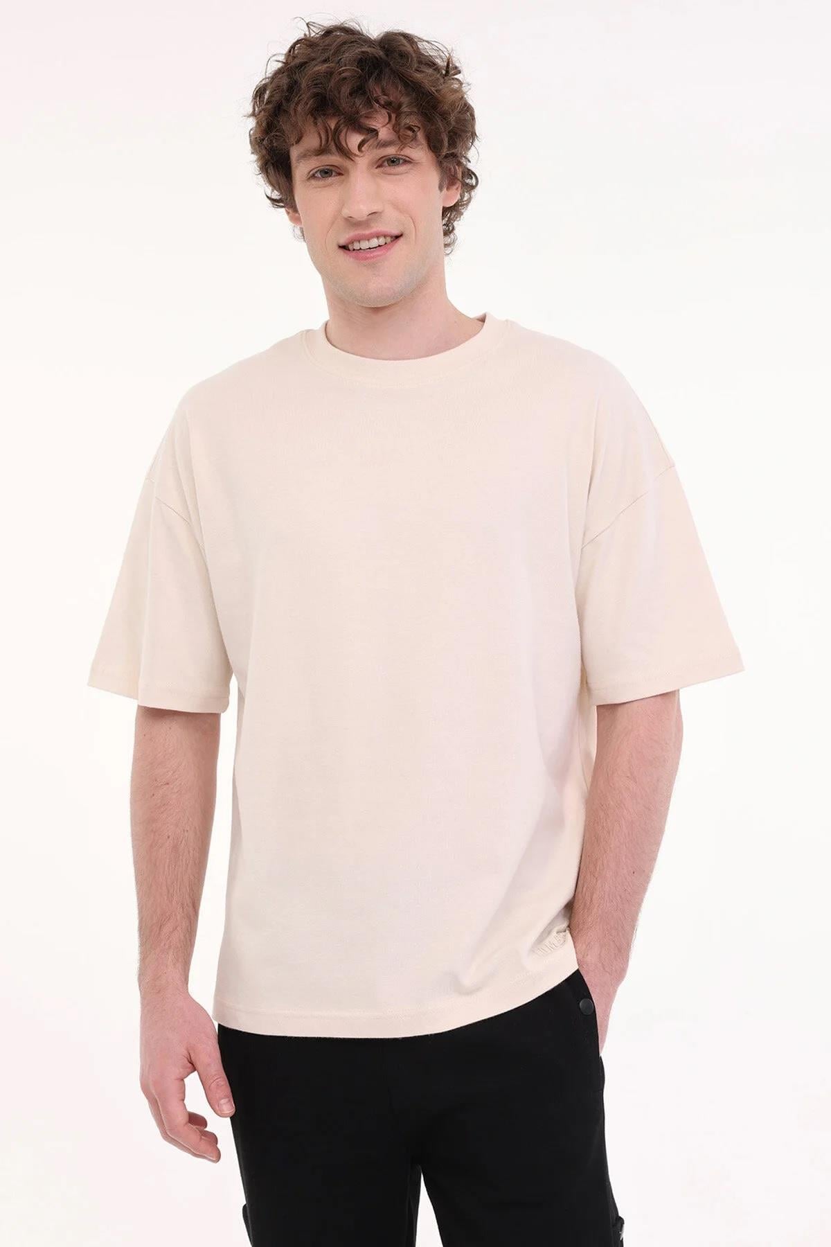 LUMBERJACK MB ROS 11HS113 5FX Bej Erkek Kısa Kol T-Shirt 101952444LumberjackA10195244408010