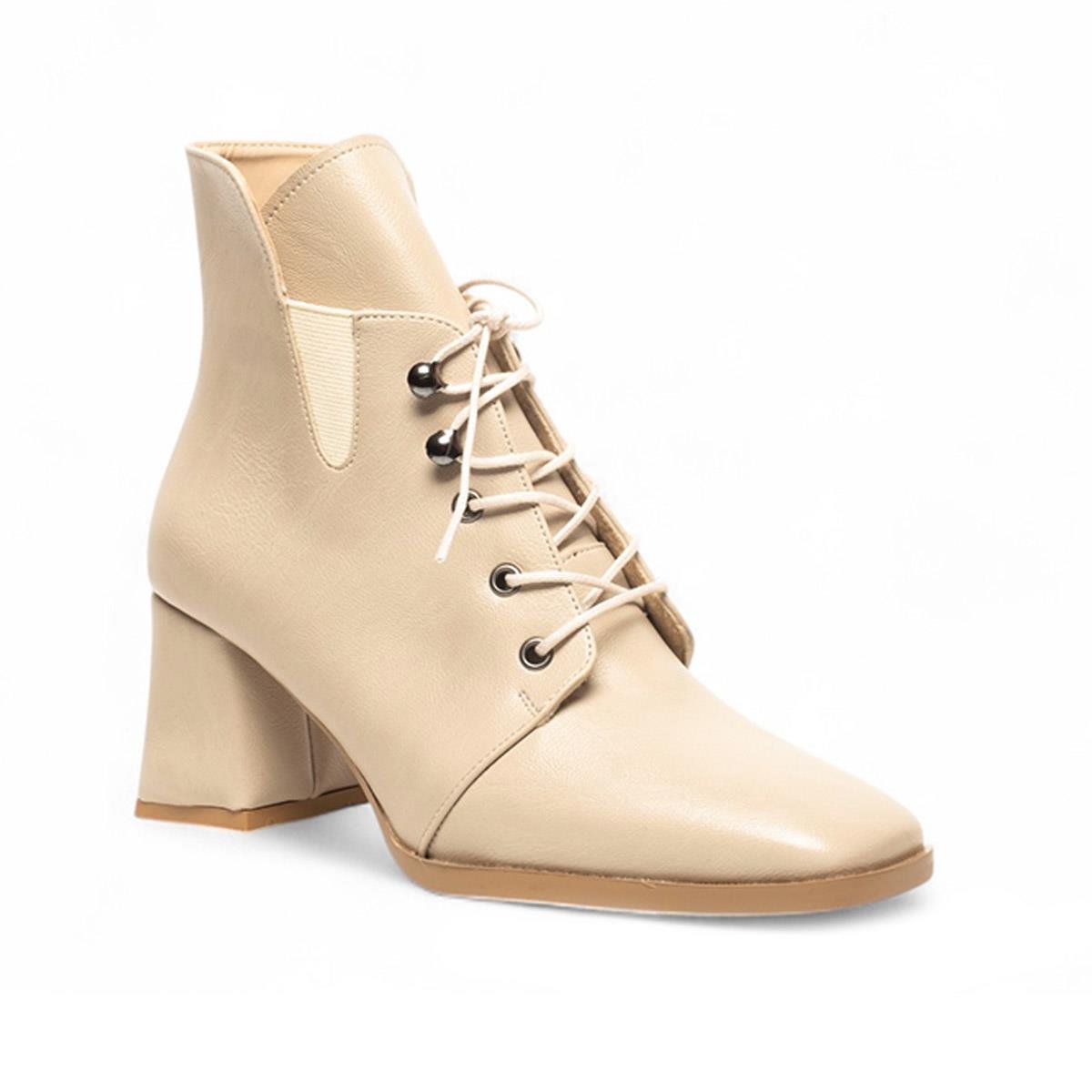 RenasRenas Zenne Bot Topuklu 3545 Cilt Bej