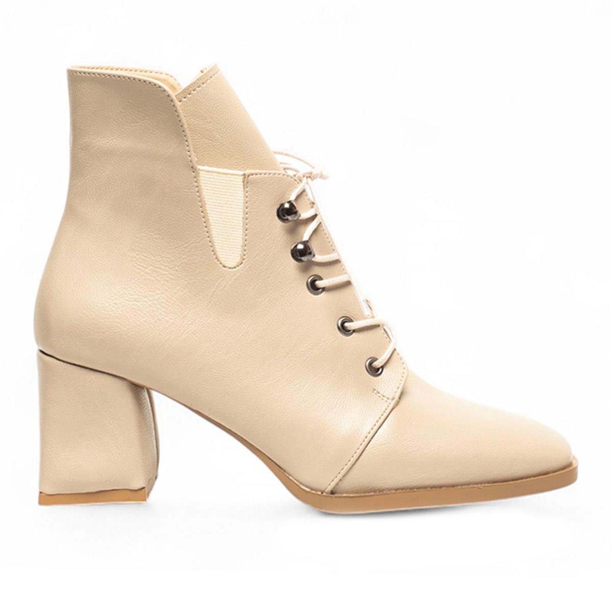 RenasRenas Zenne Bot Topuklu 3545 Cilt Bej