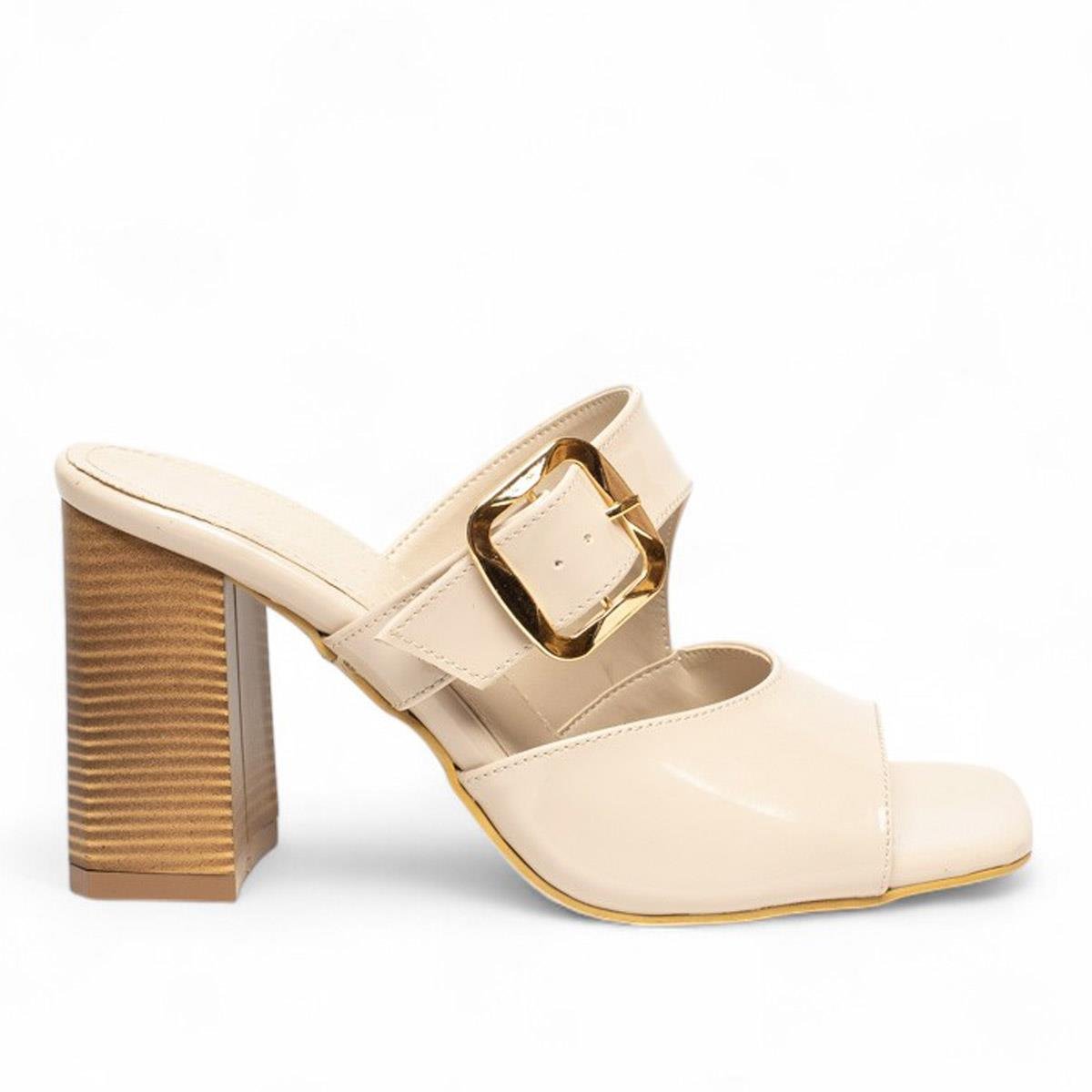 RenasRenas Zenne Terlik Topuklu 764 Rugan Bej