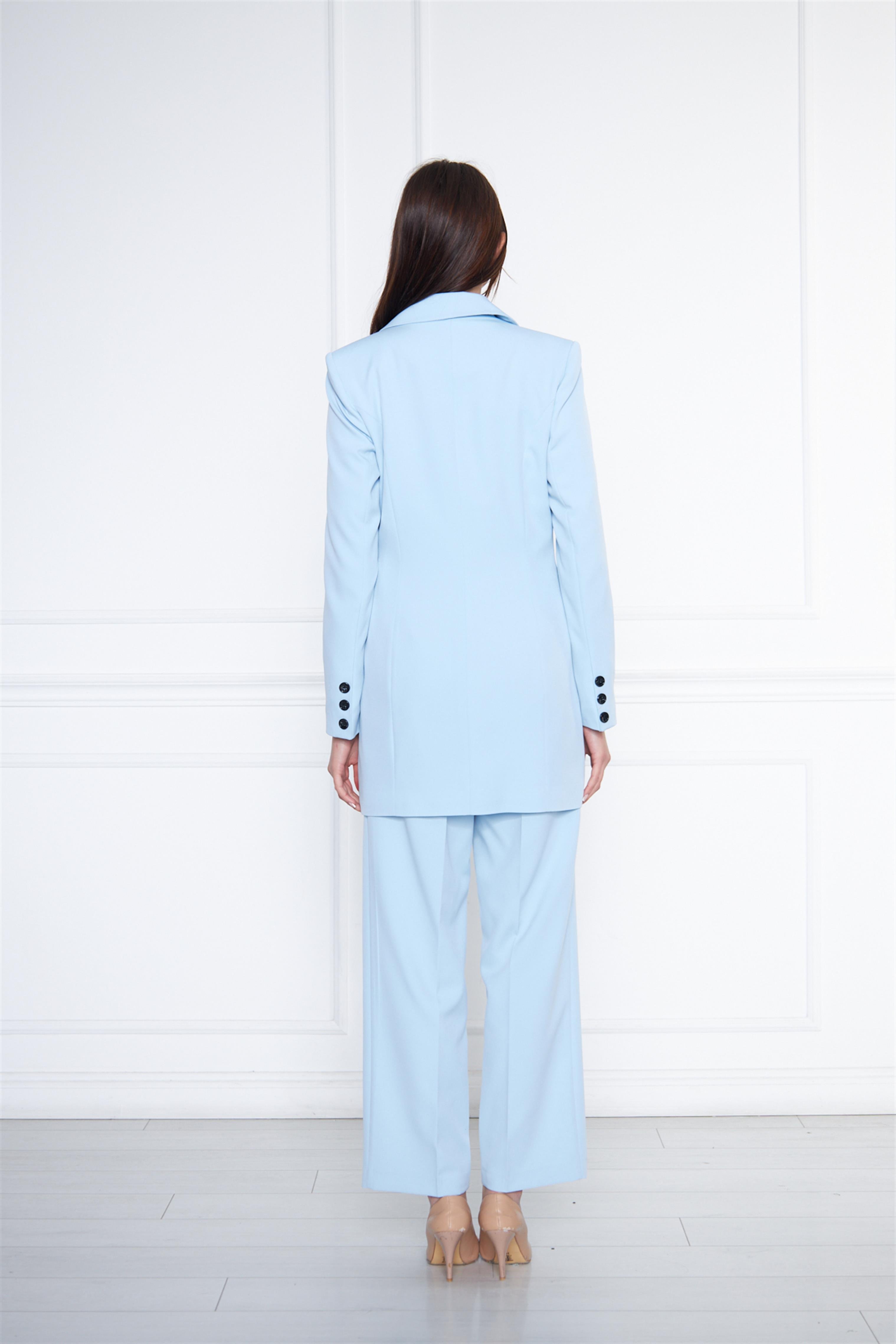 6 Düğme Kruvaze Ceketli Bol Paça Takım