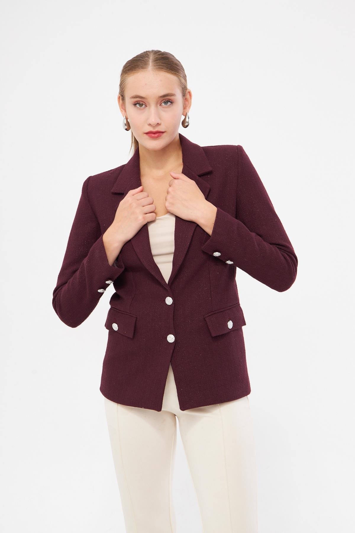 Düğme Detay Tüvit Kısa Ceket 