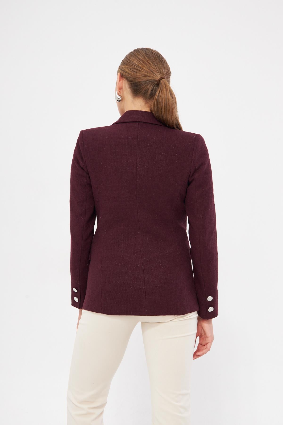 Düğme Detay Tüvit Kısa Ceket 