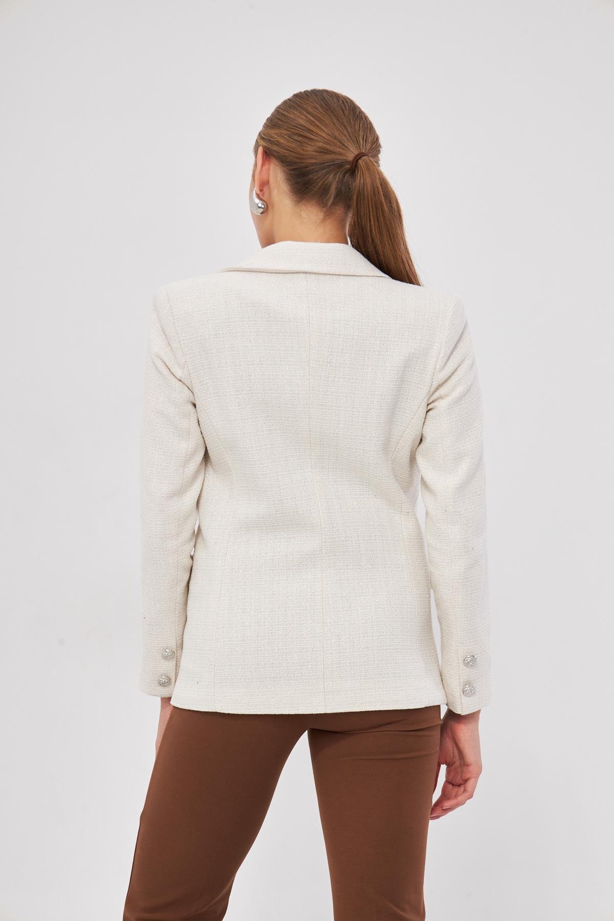 Düğmel Detay Tüvit Kısa Ceket 