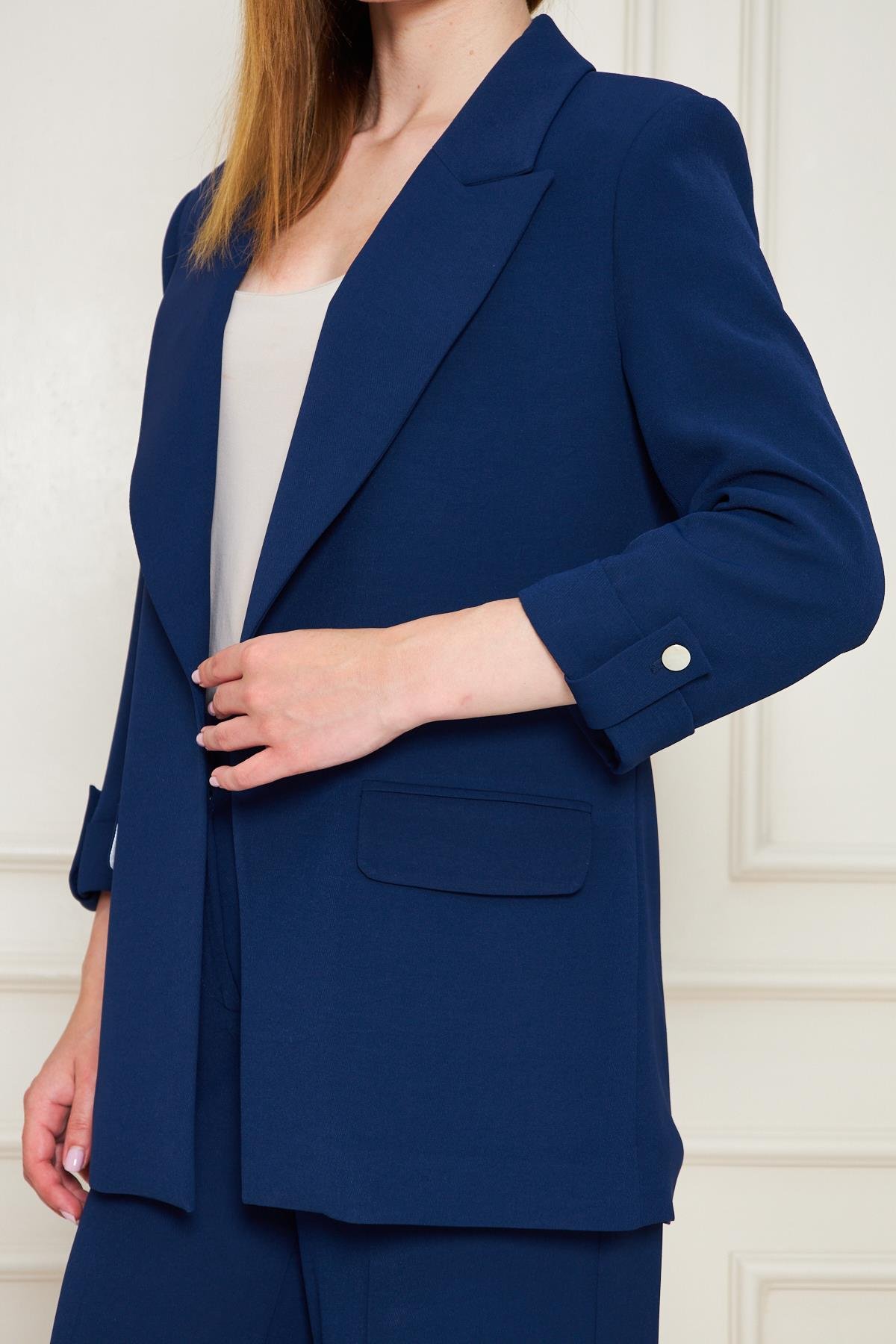 Fakir Kol Nikel Düğmeli Krep Takım Lacivert