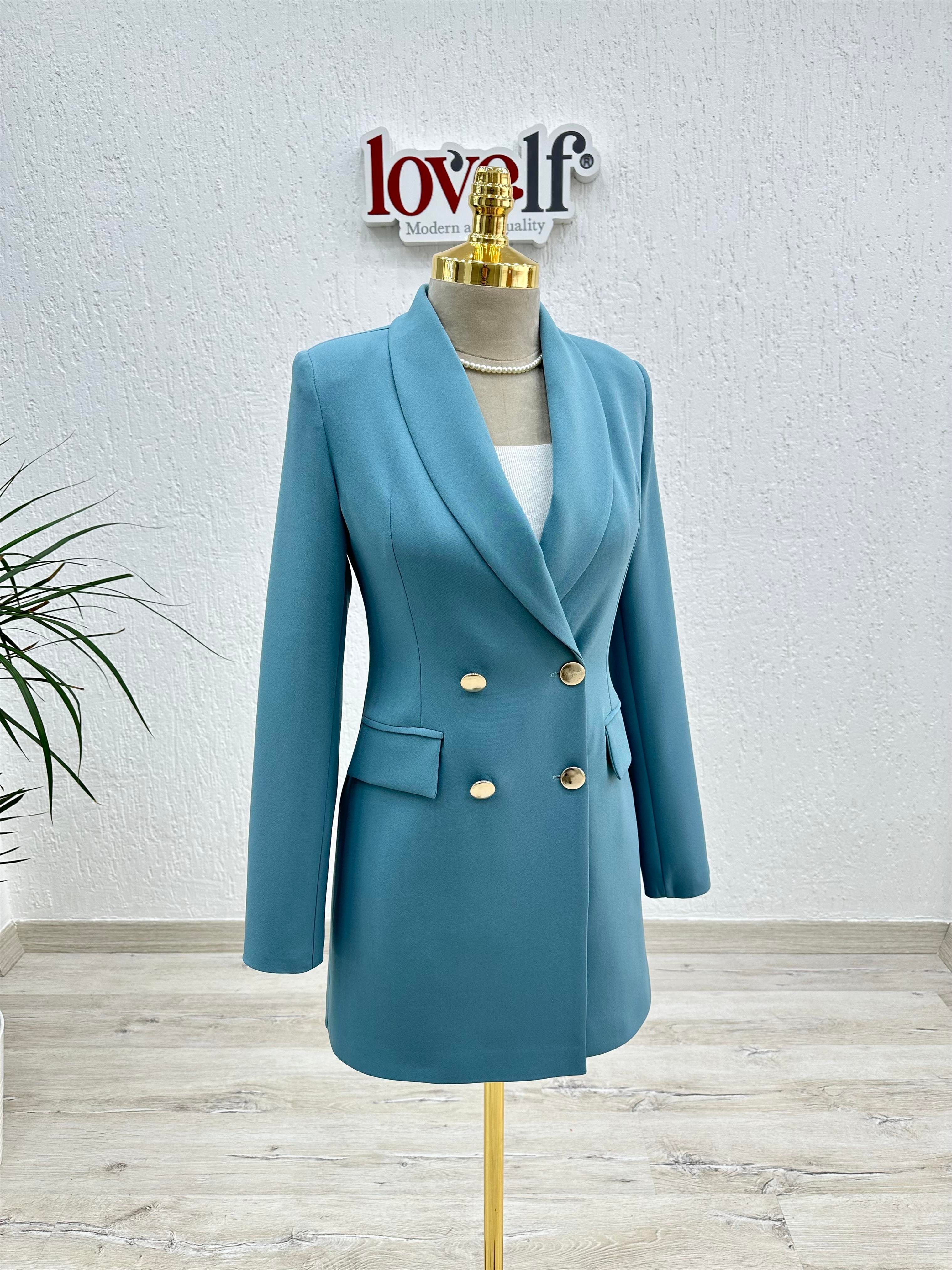 Gold Düğme Şal Yaka Ceket