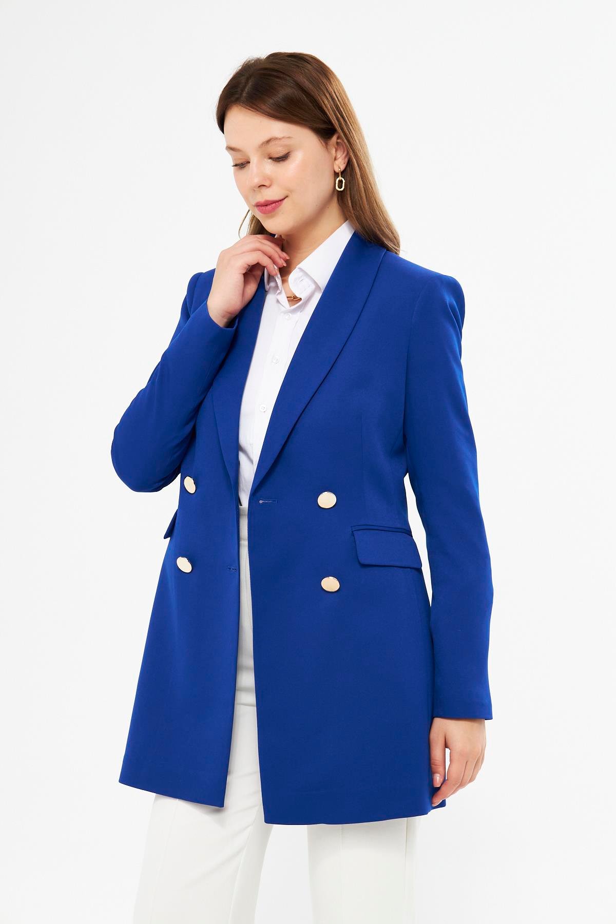 Gold Düğme Şal Yaka Ceket