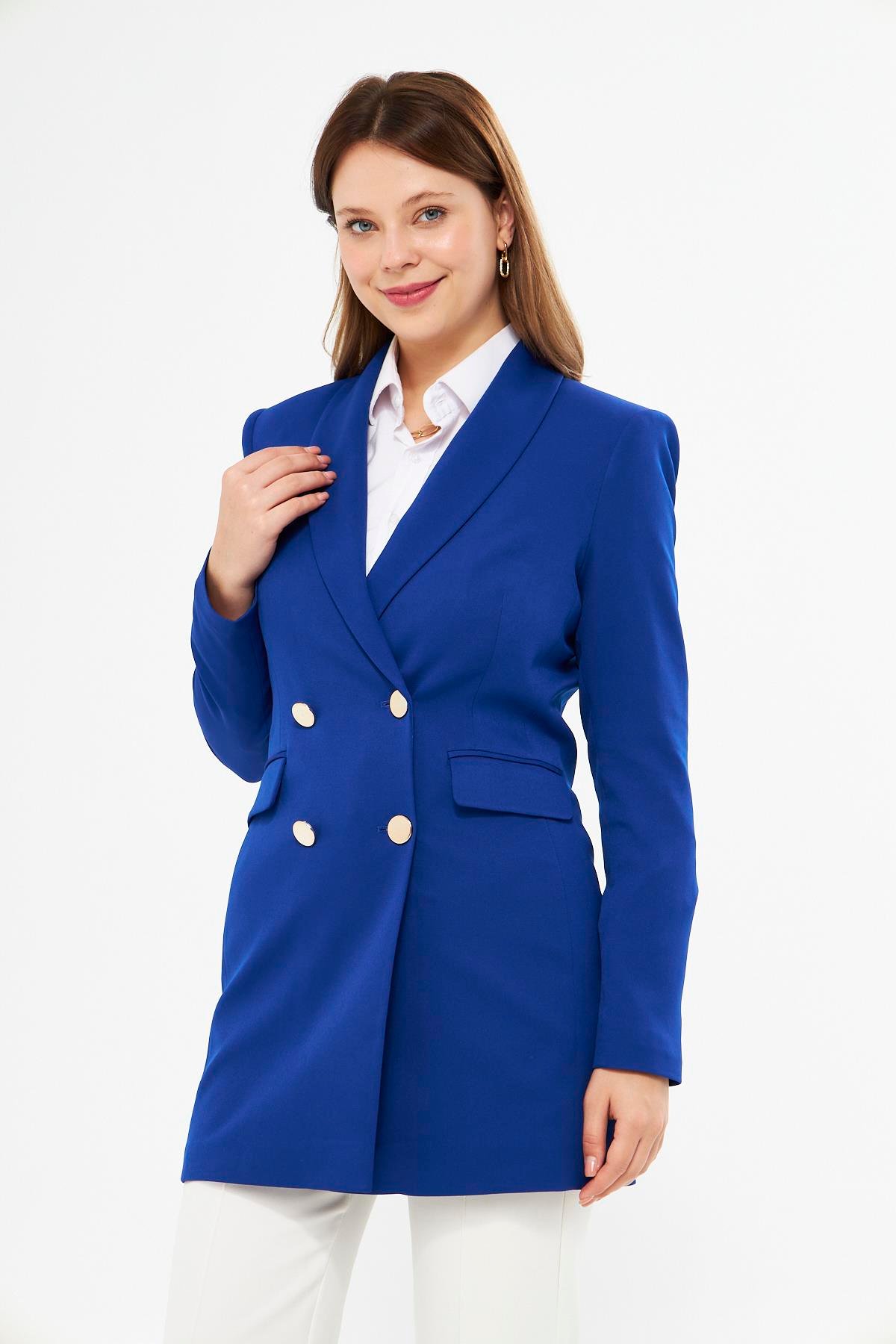 Gold Düğme Şal Yaka Ceket