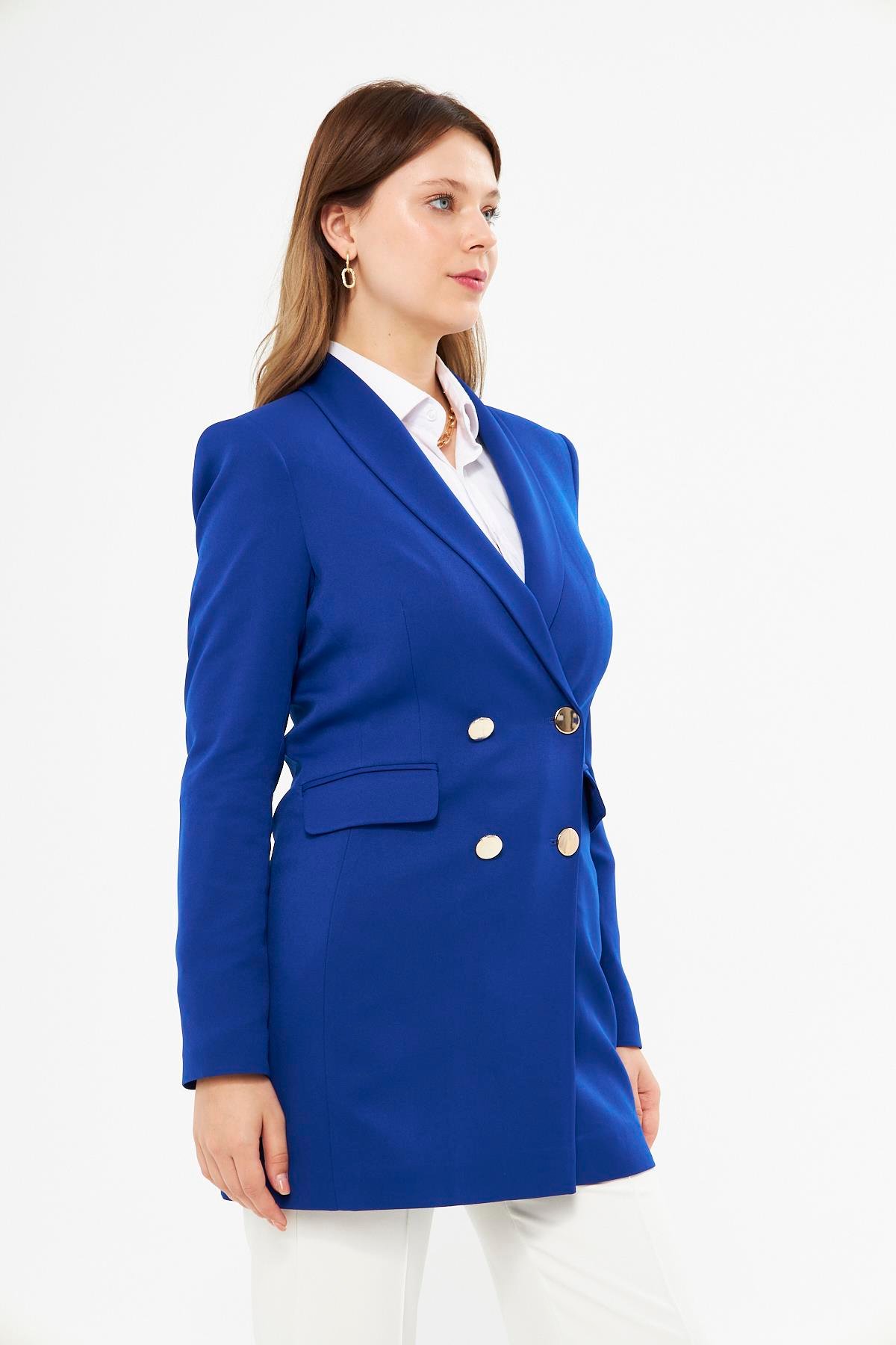 Gold Düğme Şal Yaka Ceket