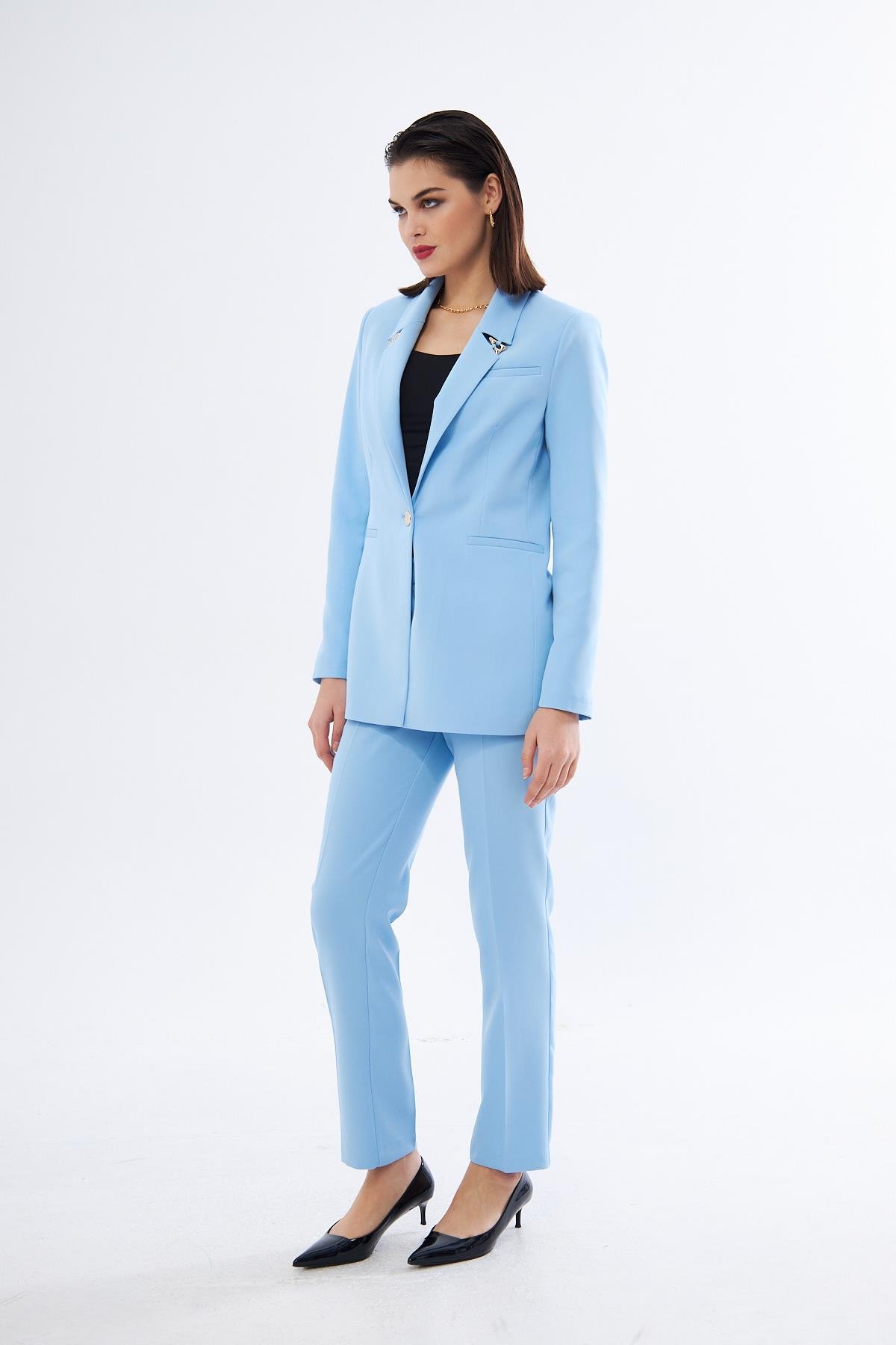 Gold Üçgen Aksesuarlı Takım Bebe Mavisi