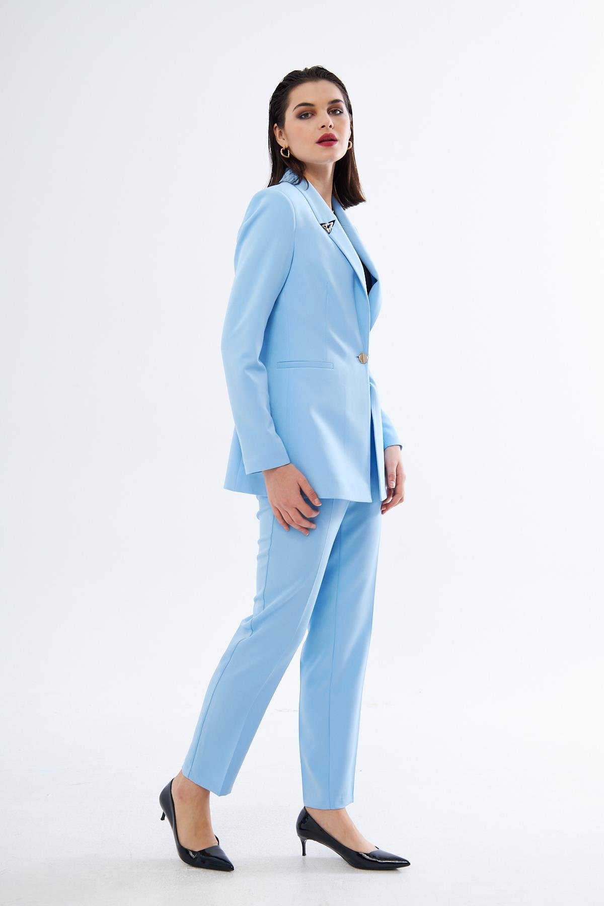 Gold Üçgen Aksesuarlı Takım Bebe Mavisi