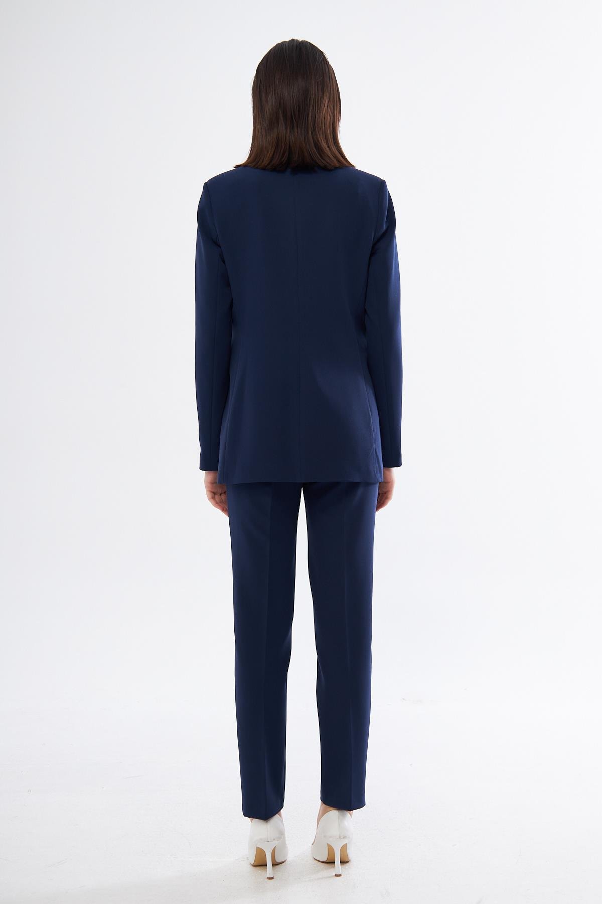 Gold Üçgen Aksesuarlı Takım Lacivert