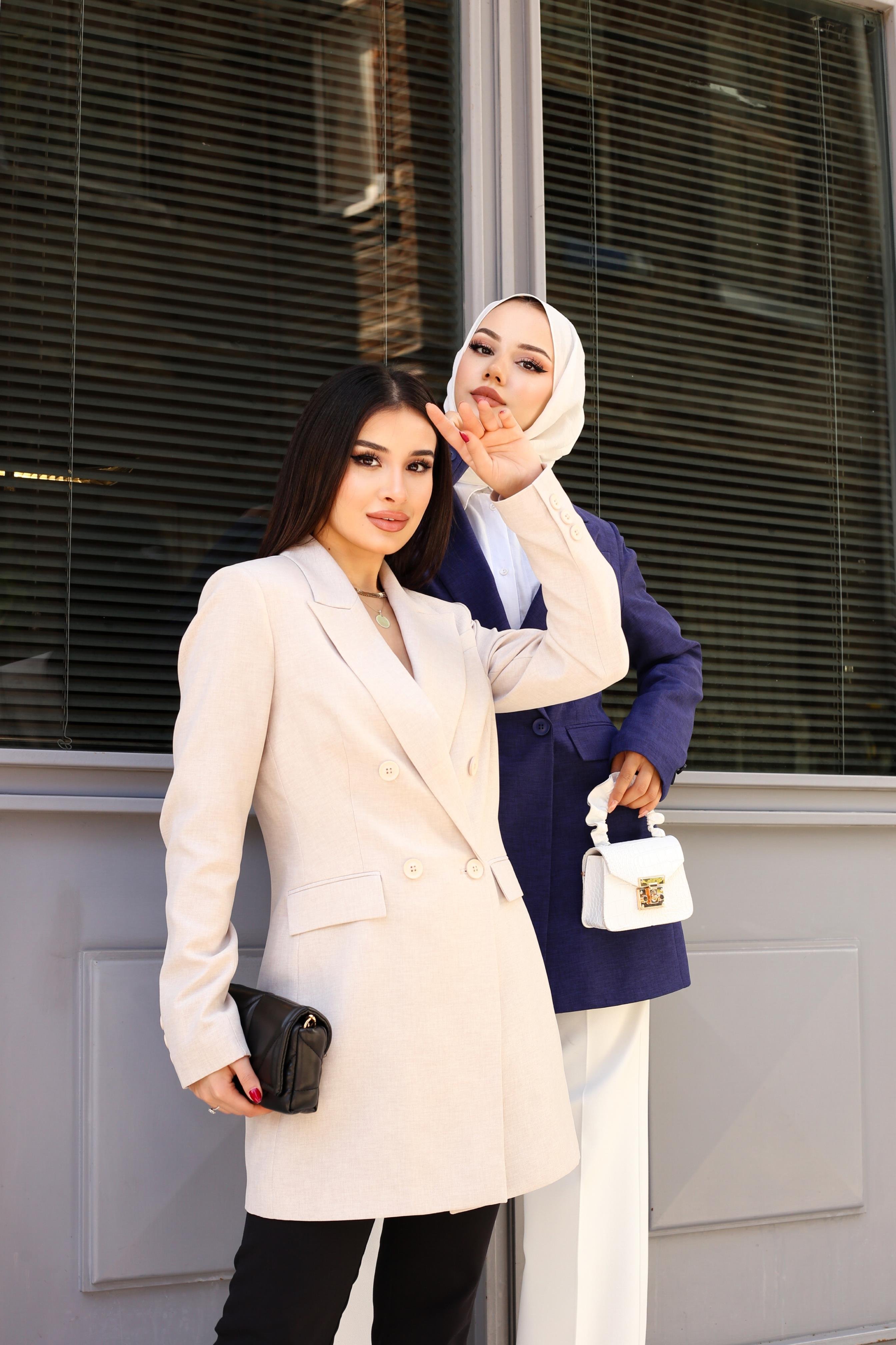 Kruvaze Keten Ceket Bej