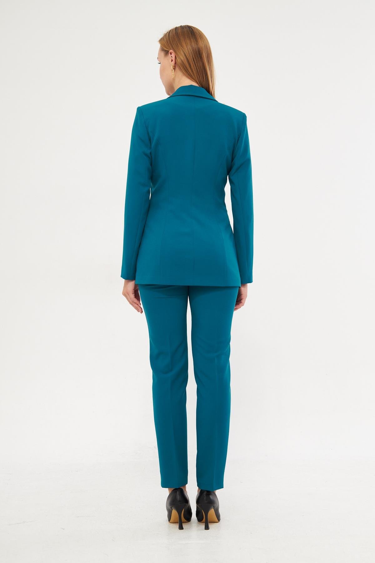 Tek Düğme Klasik Takım Petrol