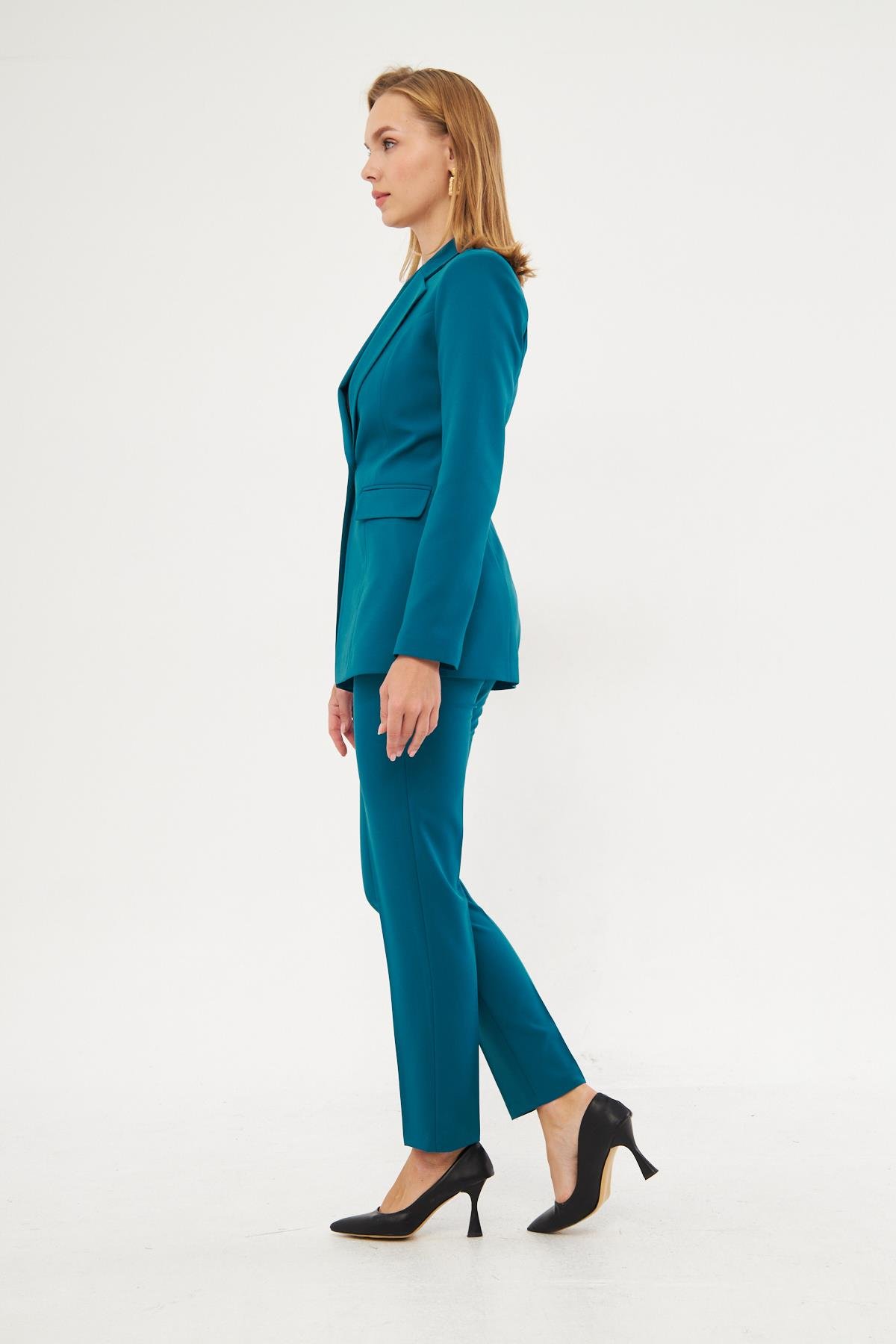 Tek Düğme Klasik Takım Petrol