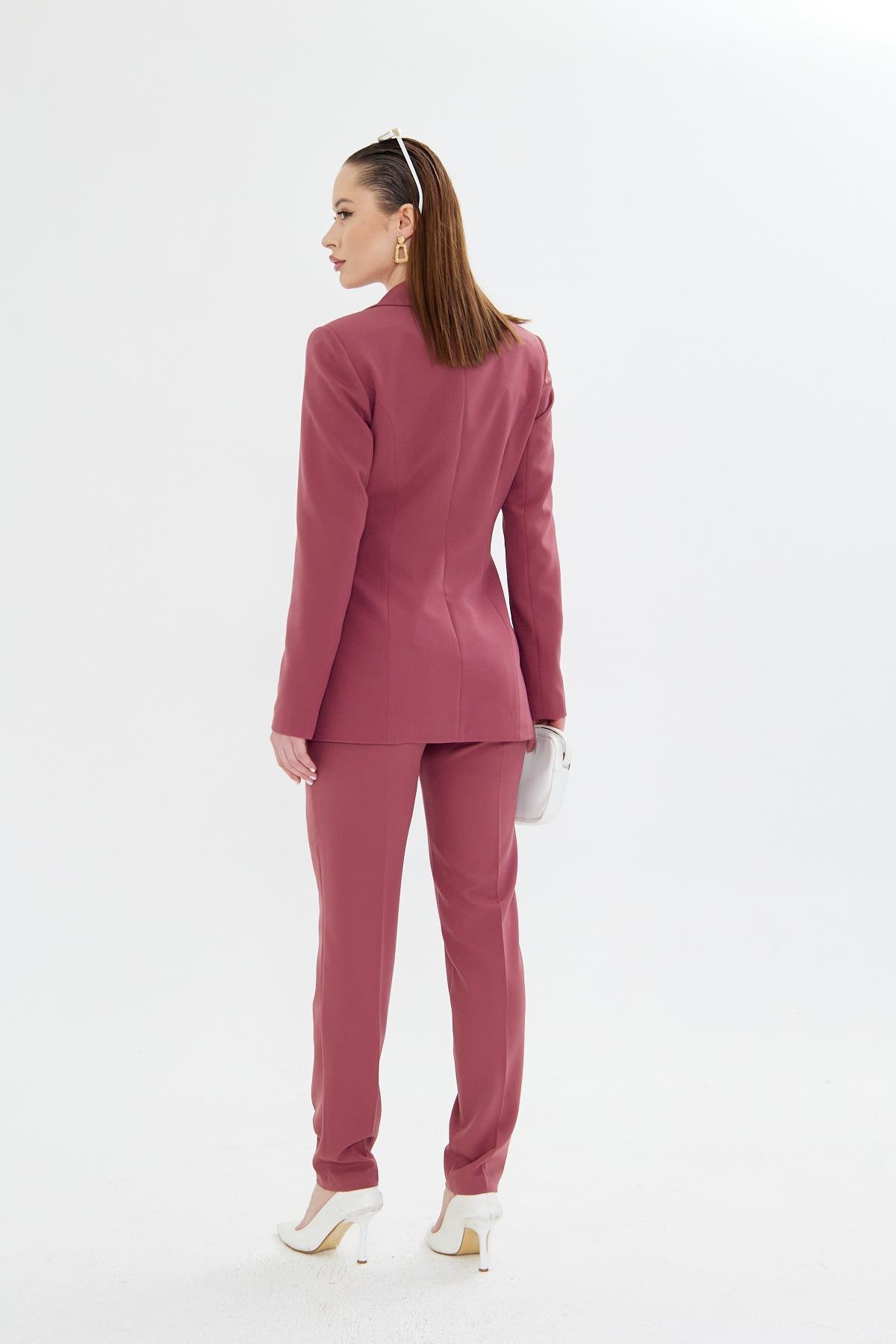 Tek Düğme Klasik Takım Vişne Çürüğü