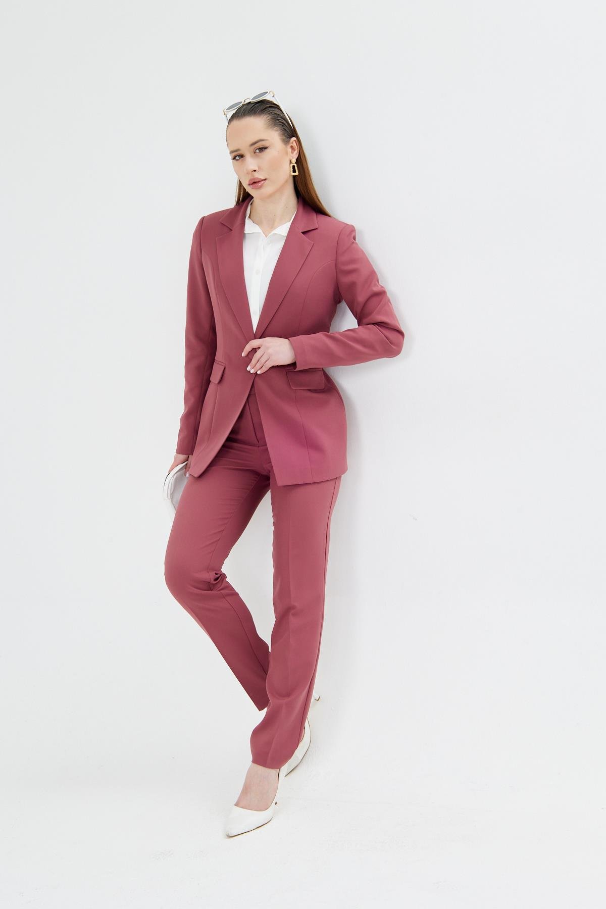 Tek Düğme Klasik Takım Vişne Çürüğü