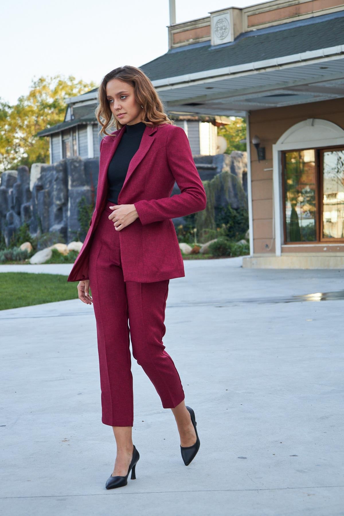 Tek Düğme Yün Efekt Takım