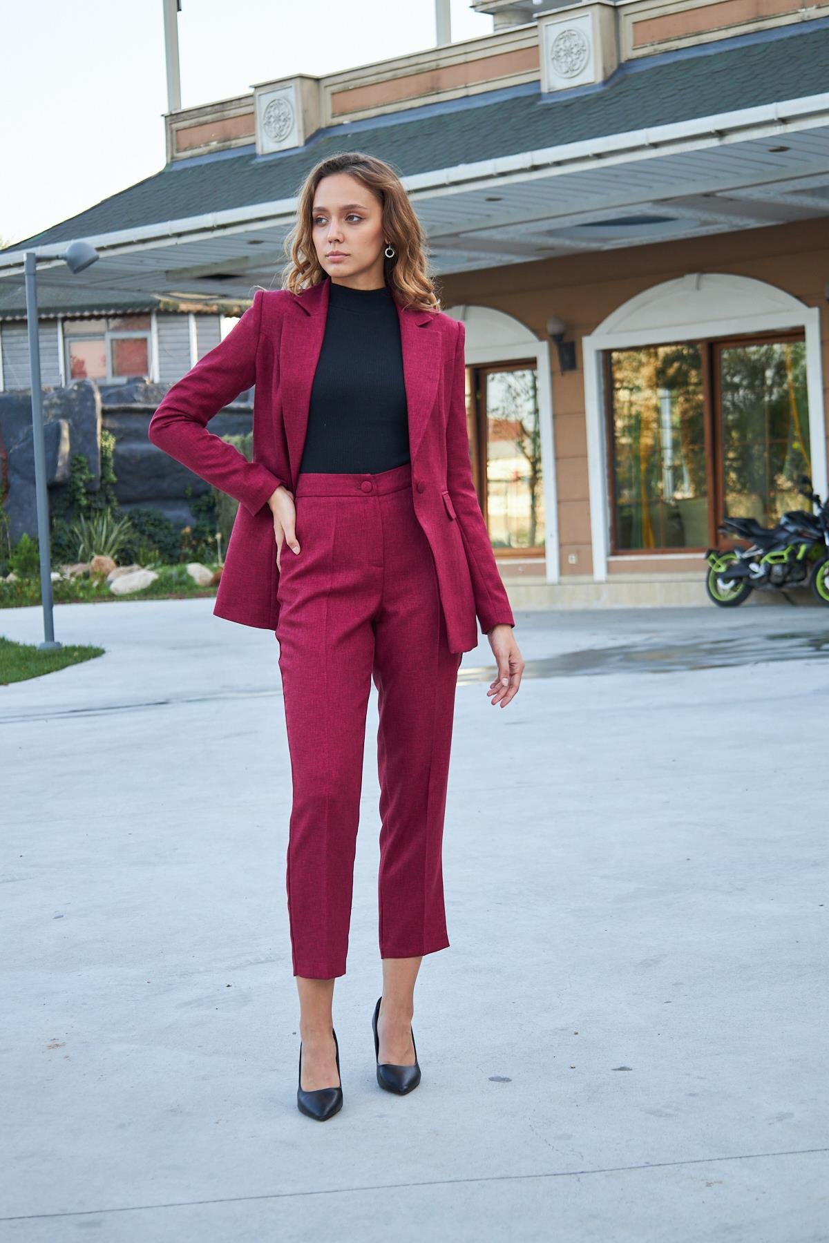 Tek Düğme Yün Efekt Takım