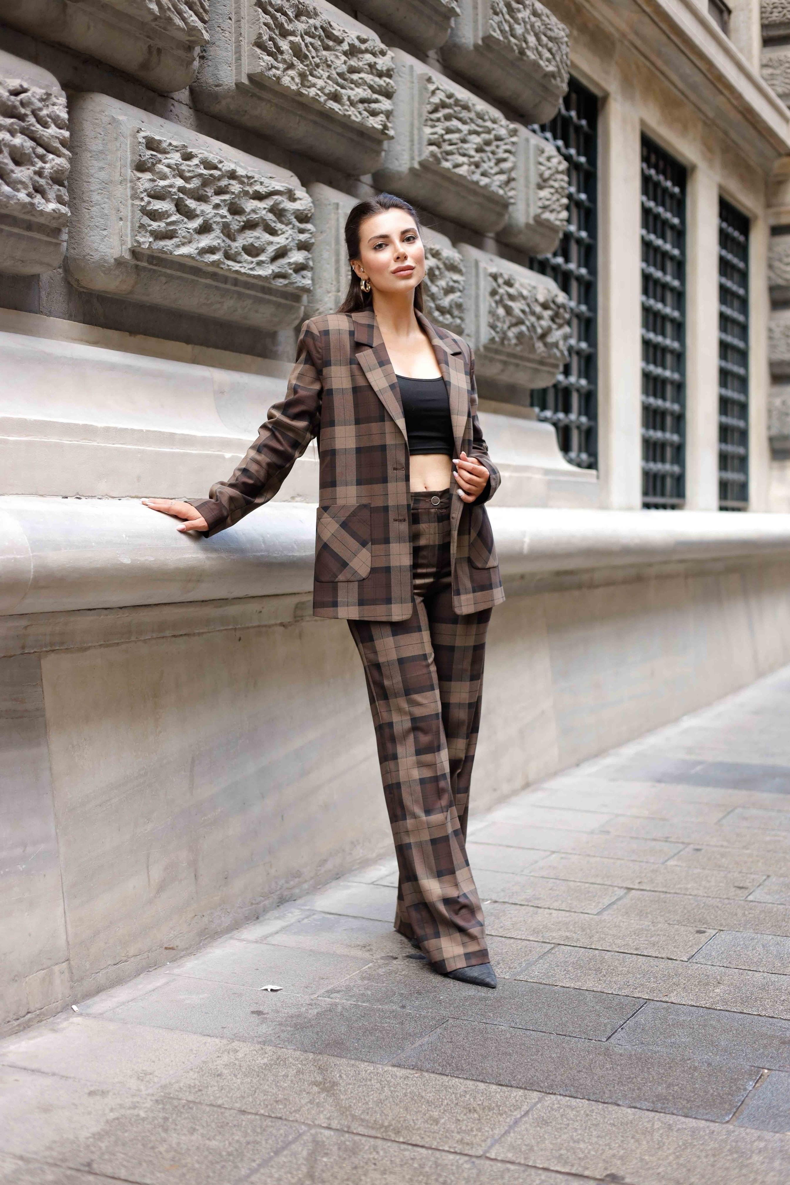 Torba Cepli Ekose Poliviskon Takım Acı Kahve