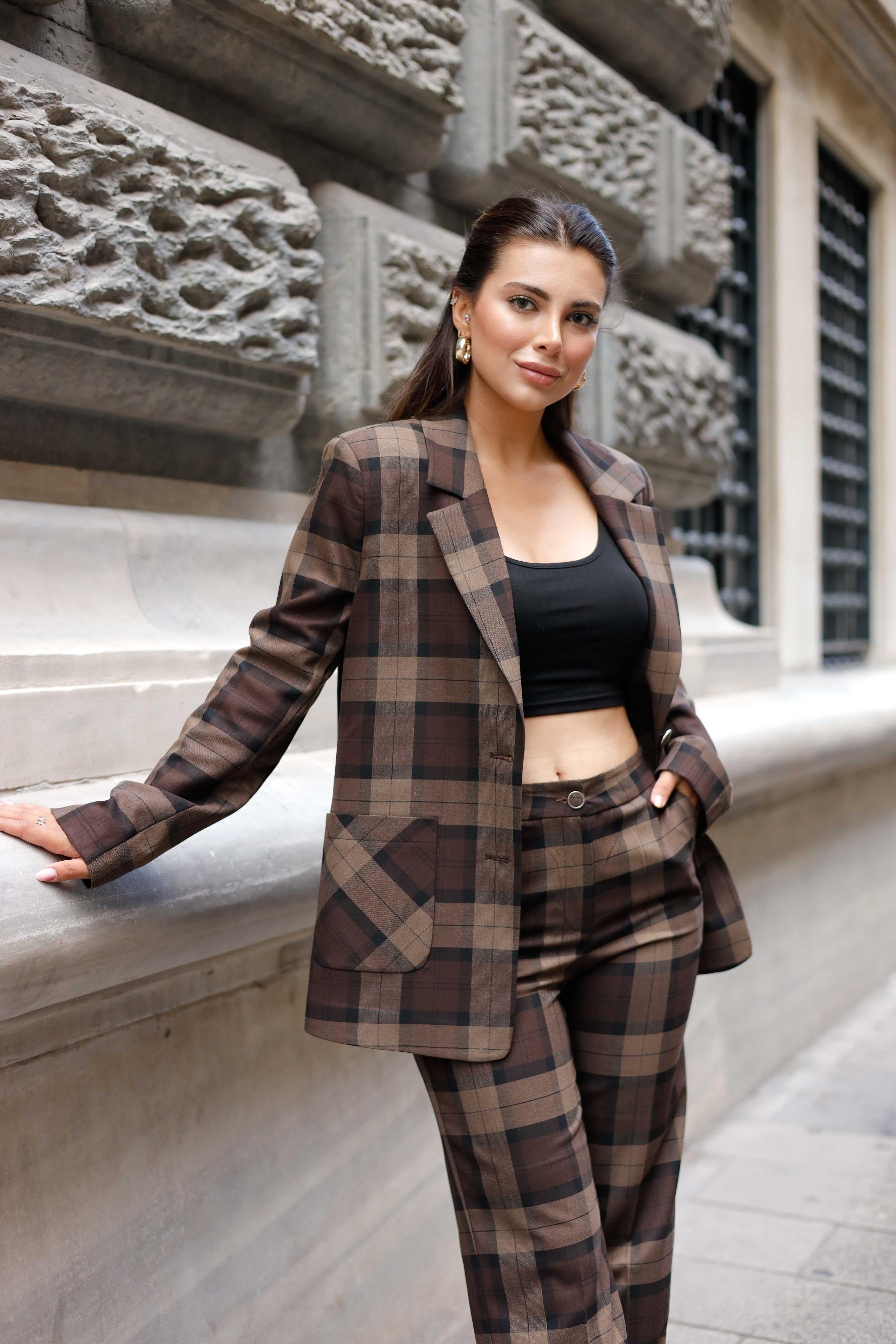 Torba Cepli Ekose Poliviskon Takım Acı Kahve