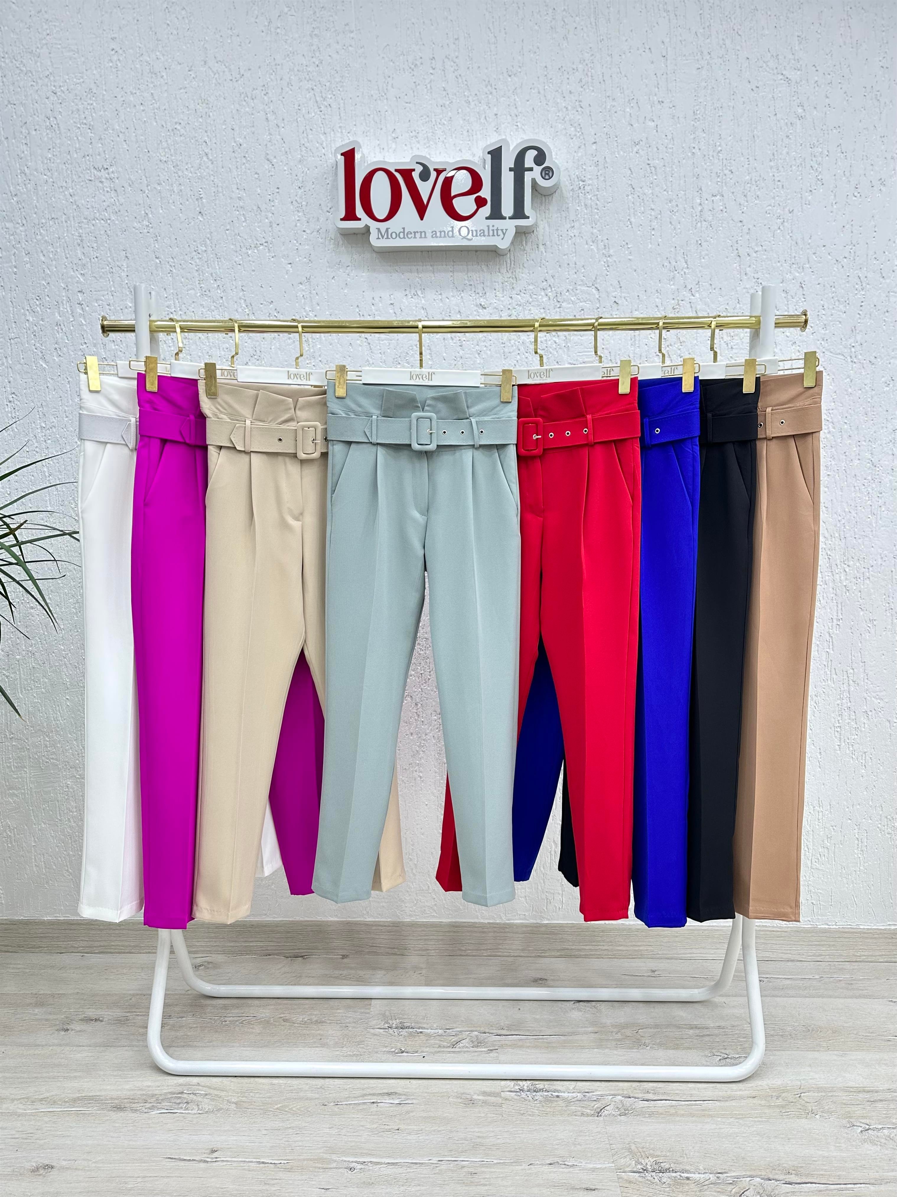 Yüksek Bel Kemerli Dar Paça Pantolon