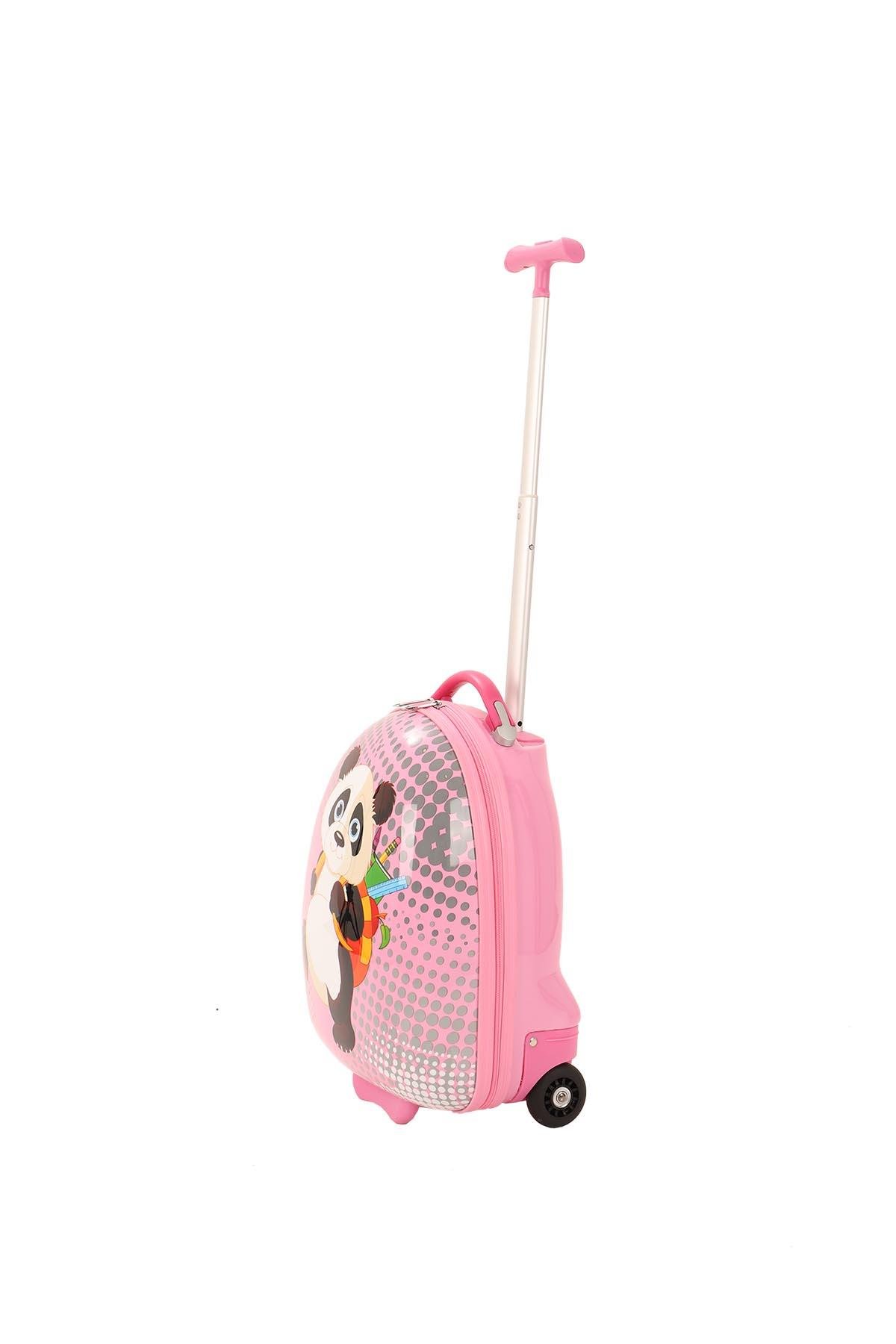 V308 ABS ÇOCUK VALİZ-PEMBE-PANDA BASKI
