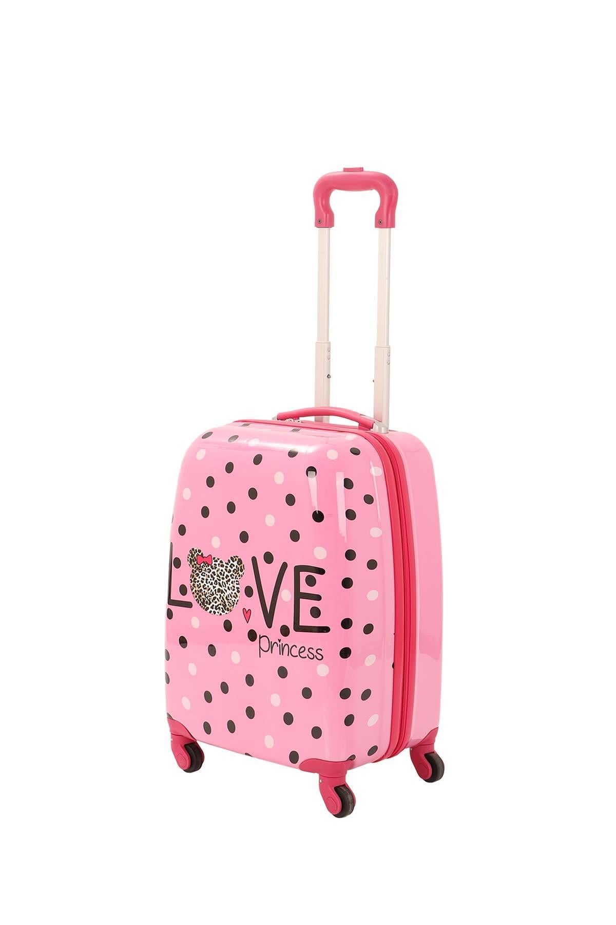 V307 ABS ÇOCUK VALİZ-PEMBE - LOVE BASKI