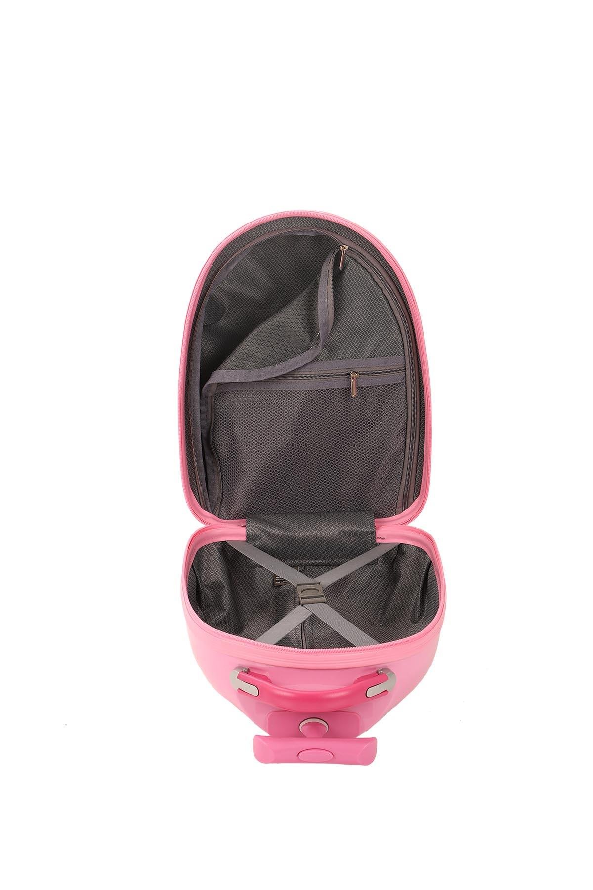 V308 ABS ÇOCUK VALİZ-PEMBE-PANDA BASKI