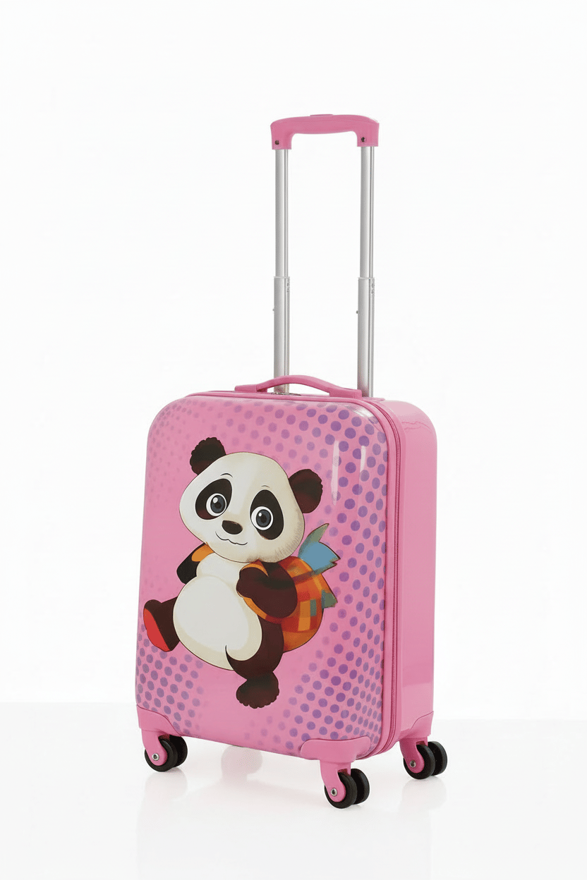 V307 ABS ÇOCUK VALİZ-PEMBE-PANDA BASKI