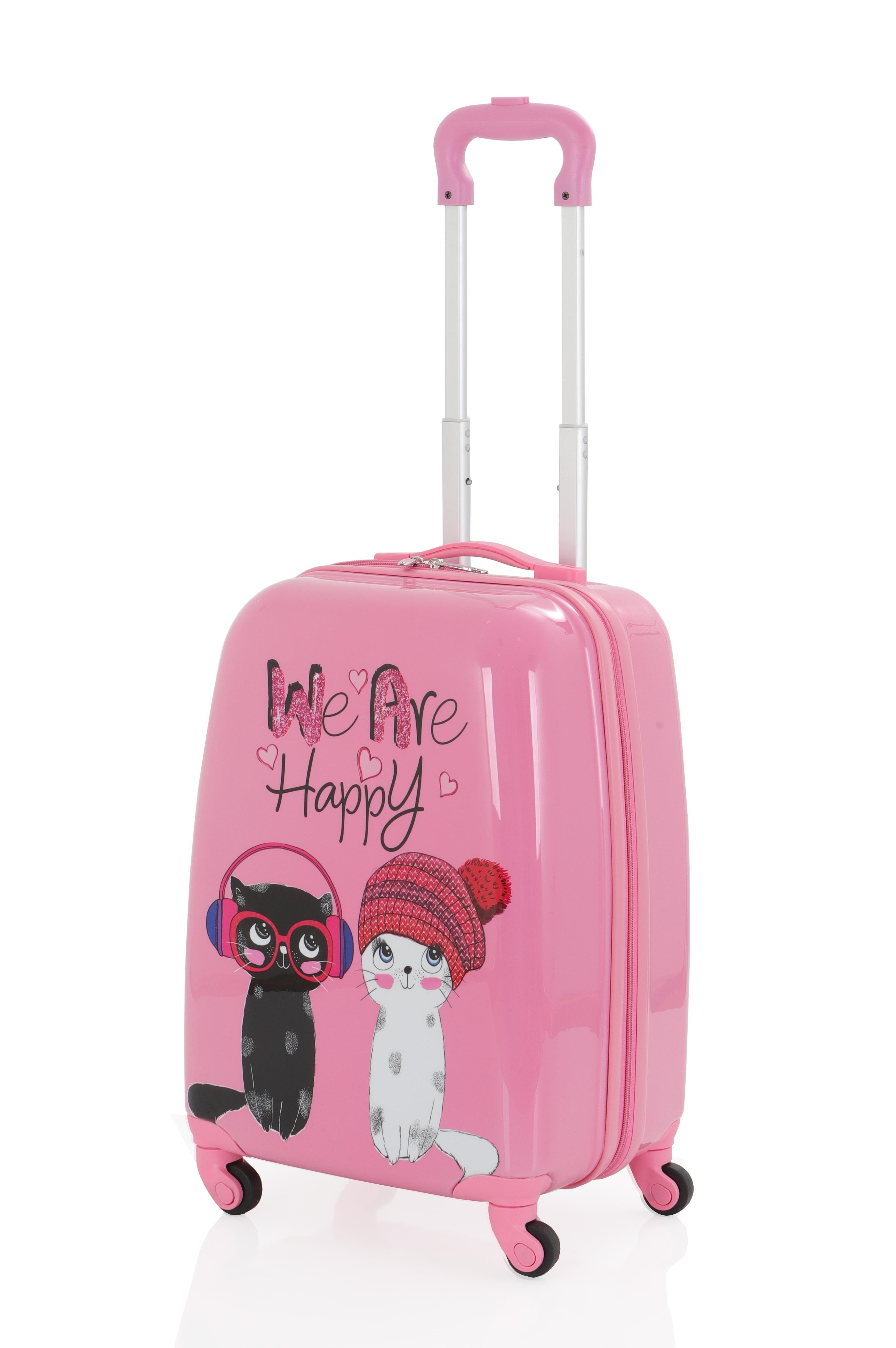 V307 ABS ÇOCUK VALİZ-PEMBE - HAPPY BASKI