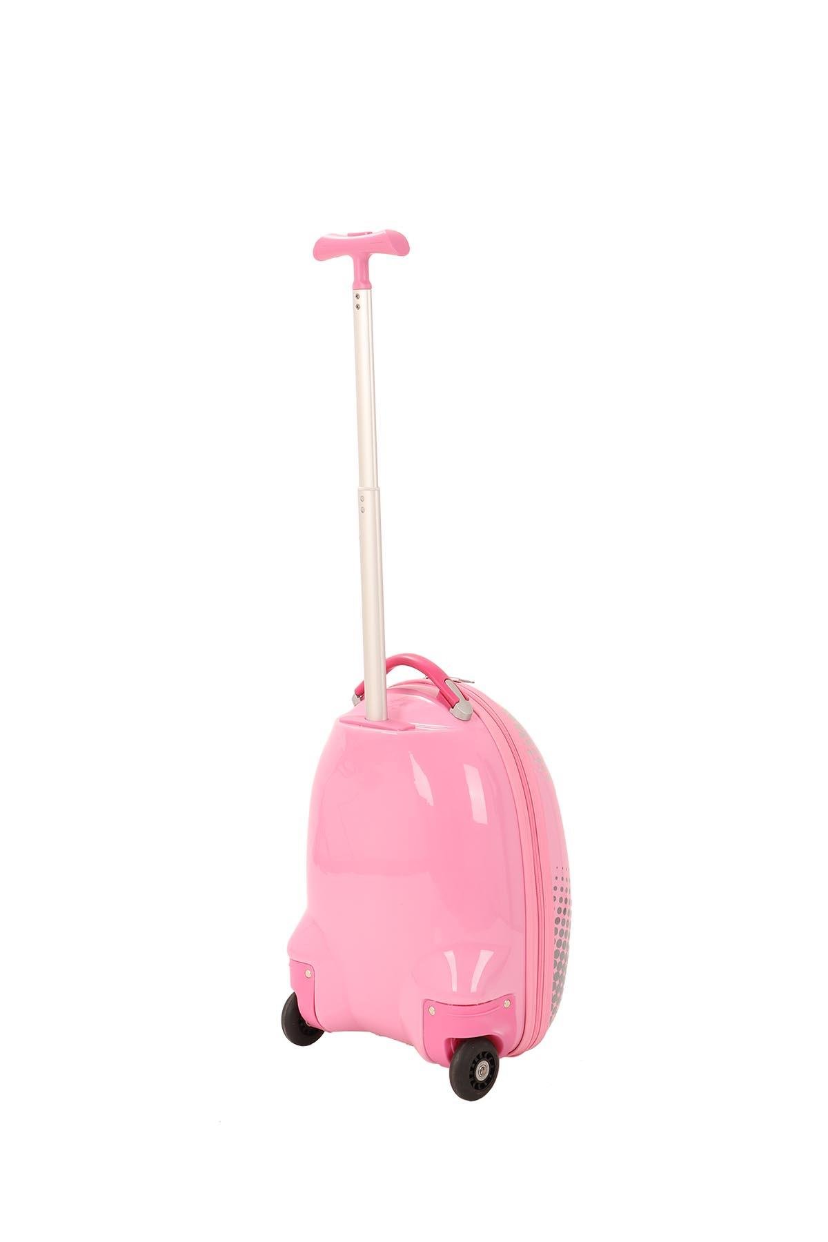 V308 ABS ÇOCUK VALİZ-PEMBE-PANDA BASKI