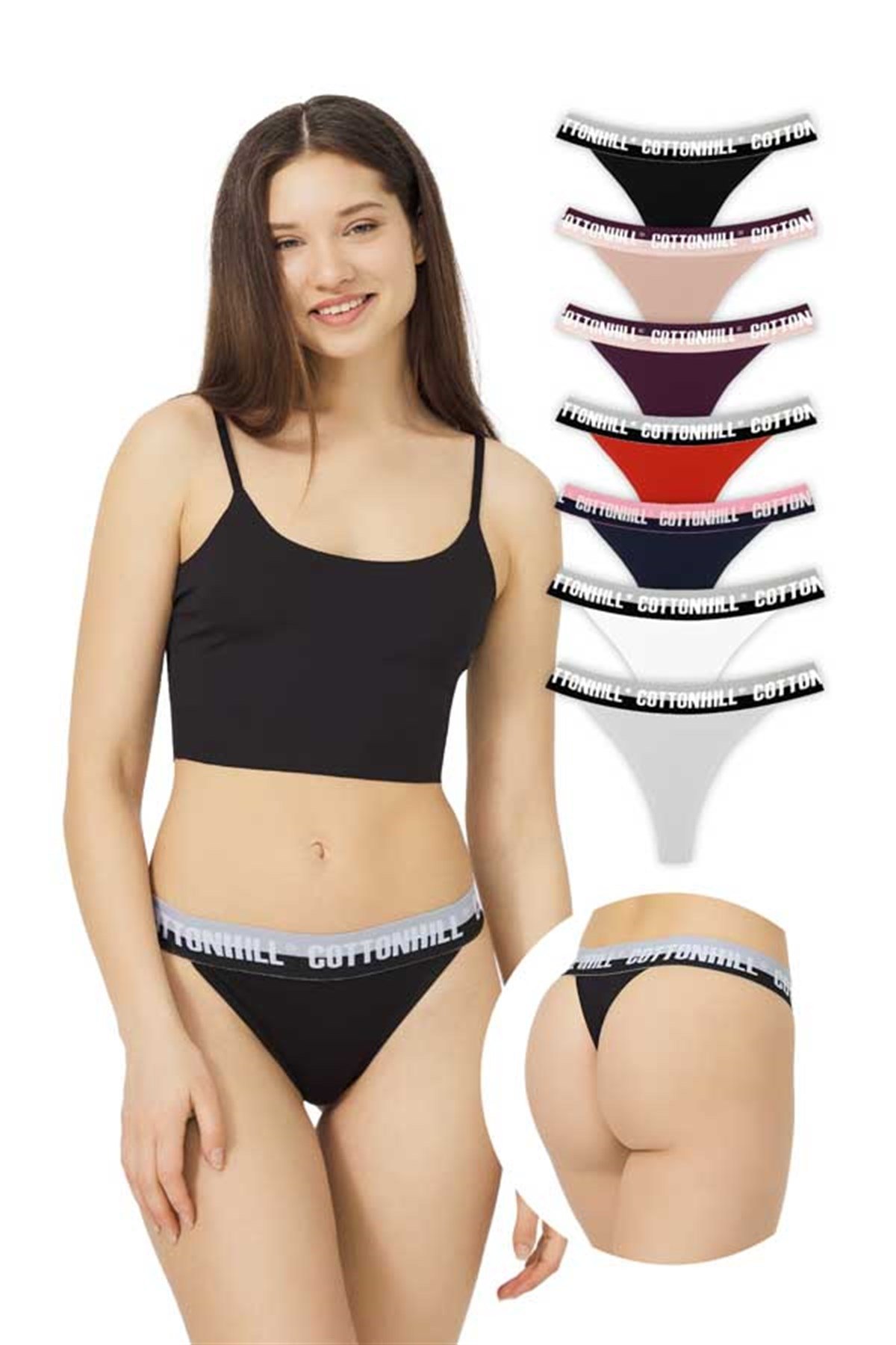 Basic Lastik Şeritli Pamuklu Tanga Külot 7'li Pake
