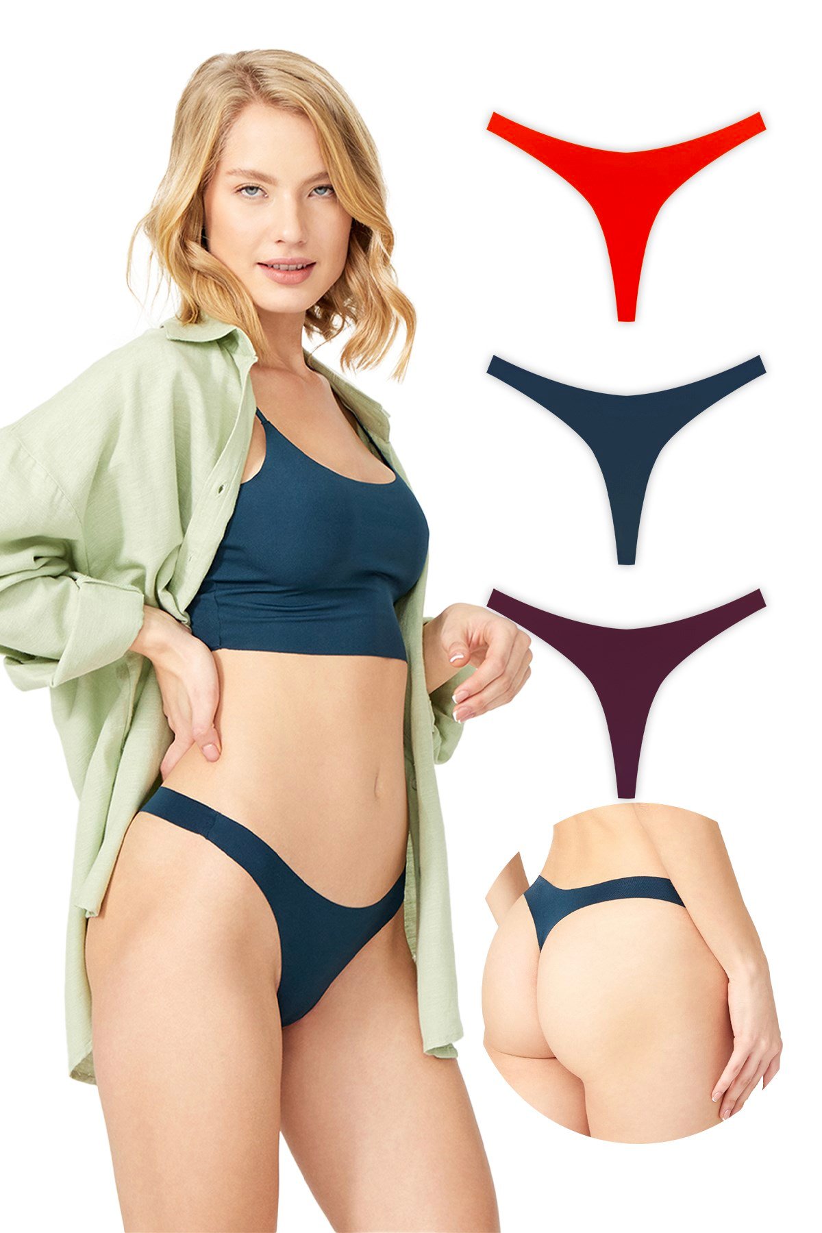 Basic Lazer Kesim Tanga Külot 3'lü Paket - 4