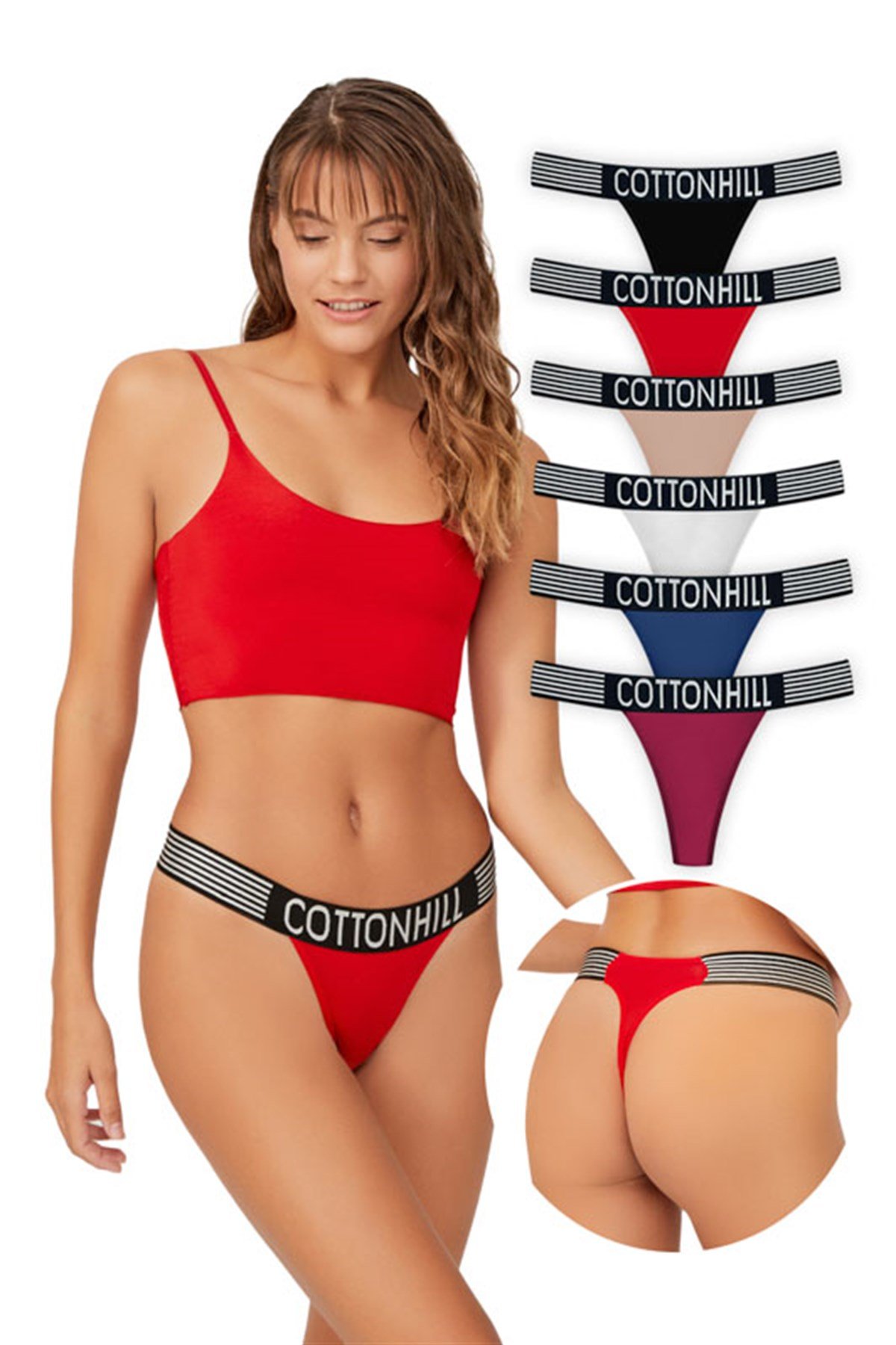 Basic Spor Pamuklu Kadın Tanga 6'lı Paket Külot