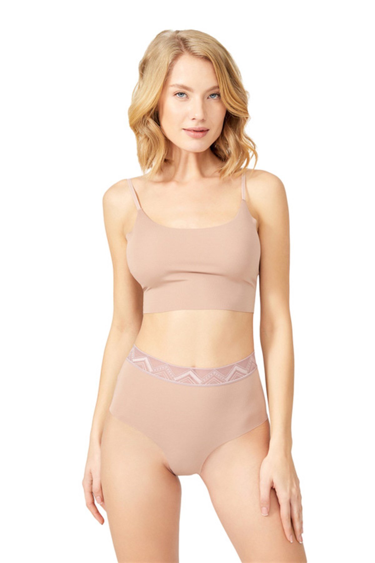 5'li Paket Basic Yüksek Bel Lazer Kesim Ten Rengi Bikini Külot