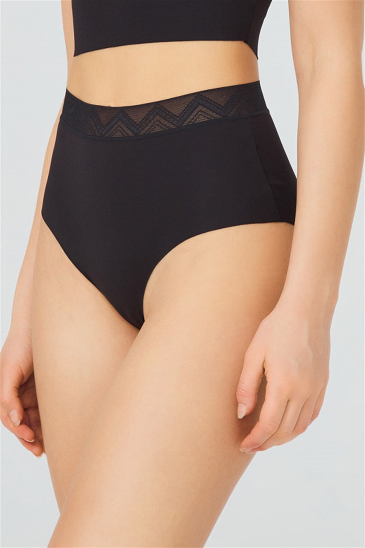 Basic Yüksek Bel Lazer Kesim Bikini Külot 3'lü Paket - 3