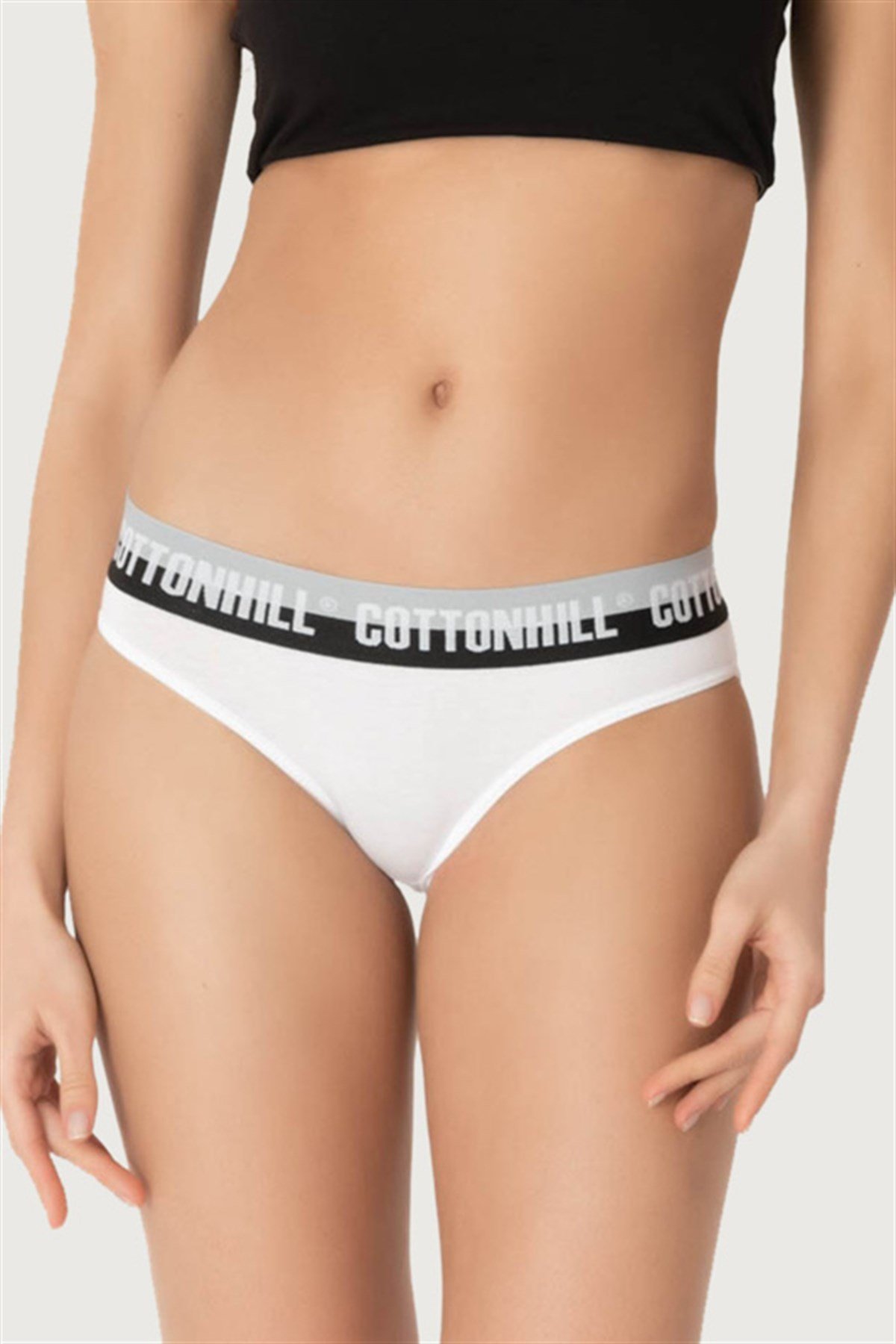 Beyaz Basic Spor Kalın Lastikli Pamuk Kadın Bikini Külot