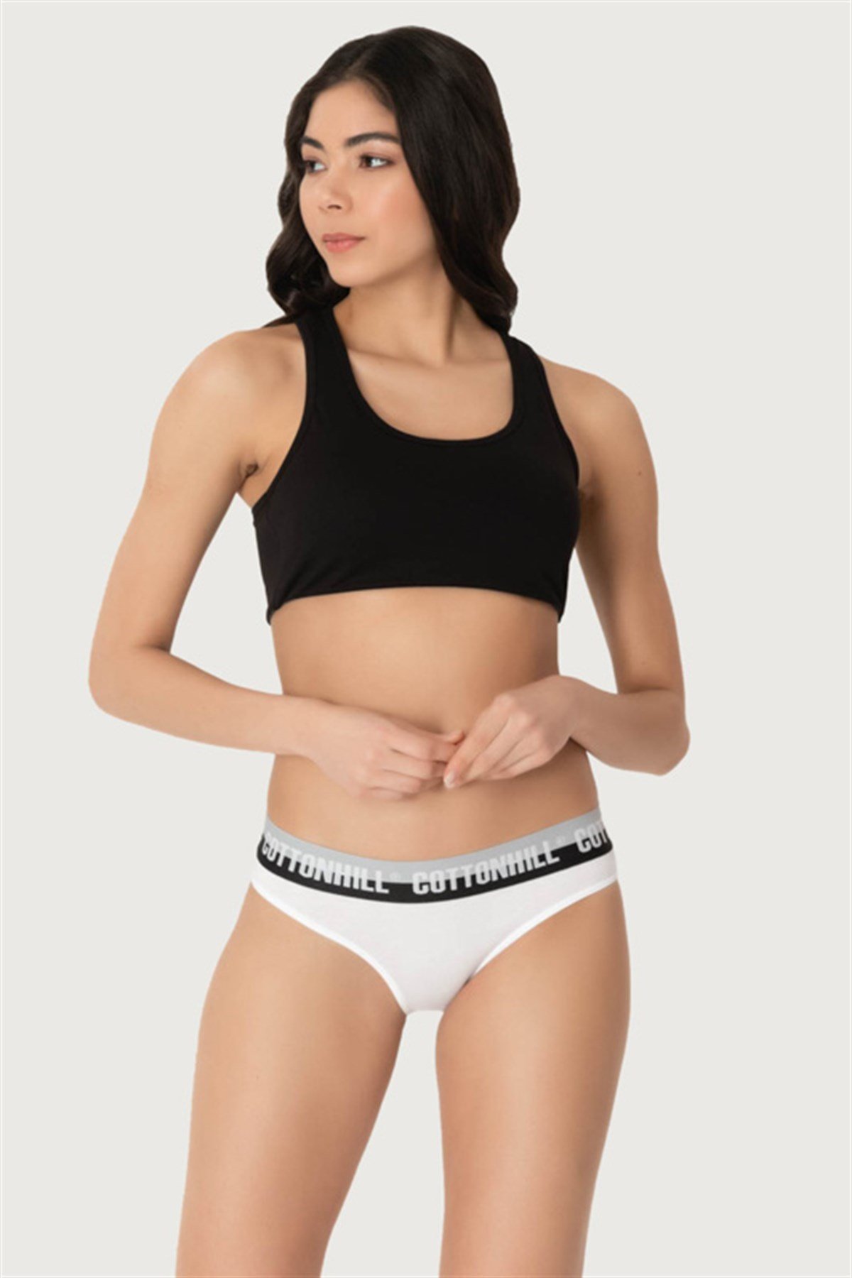 Beyaz Basic Spor Kalın Lastikli Pamuk Kadın Bikini Külot