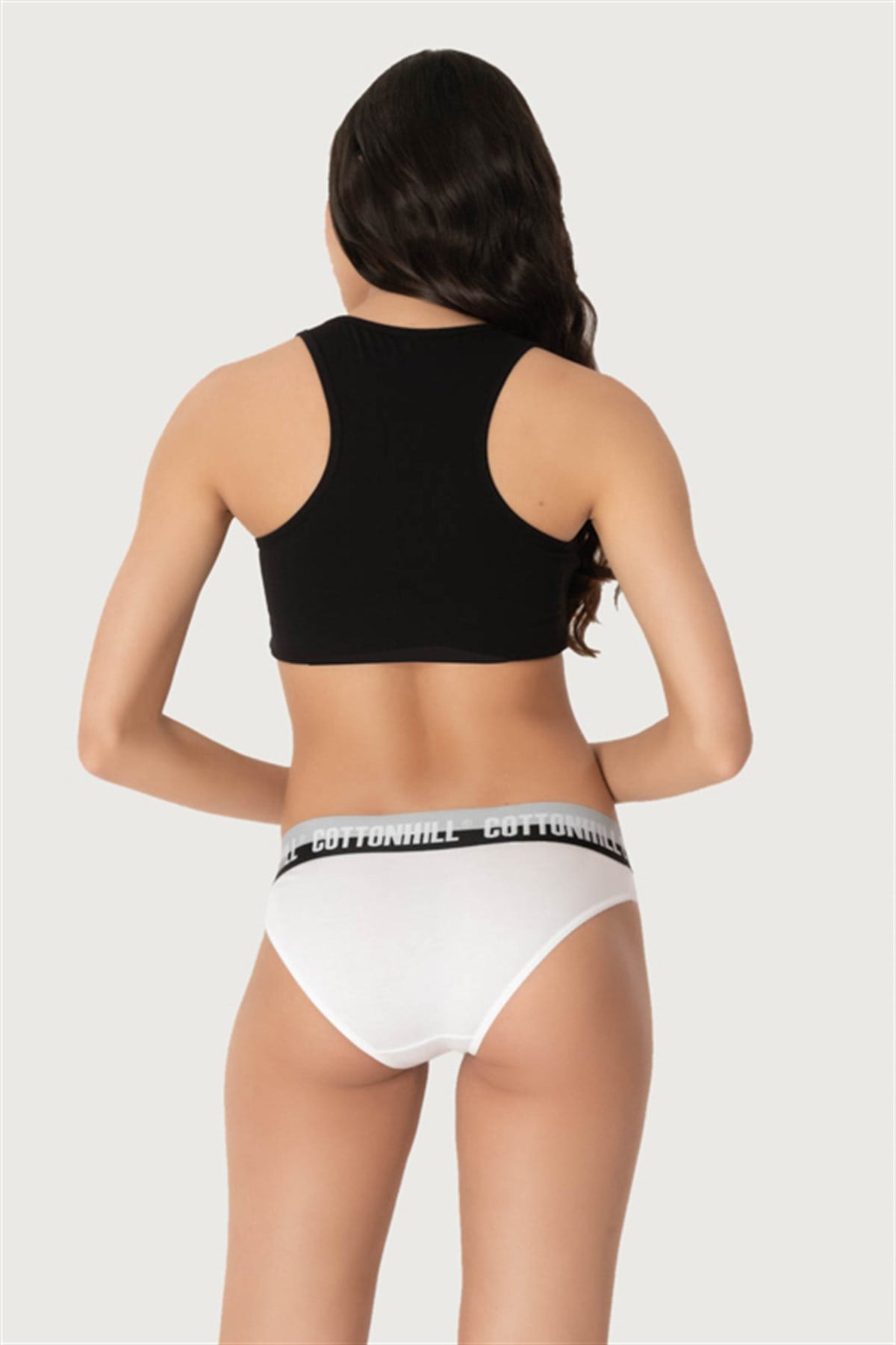 Beyaz Basic Spor Kalın Lastikli Pamuk Kadın Bikini Külot