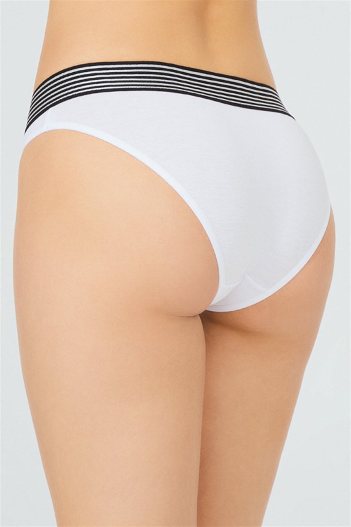 Beyaz Spor Basic Şerit Lastikli Pamuk Kadın Bikini Külot