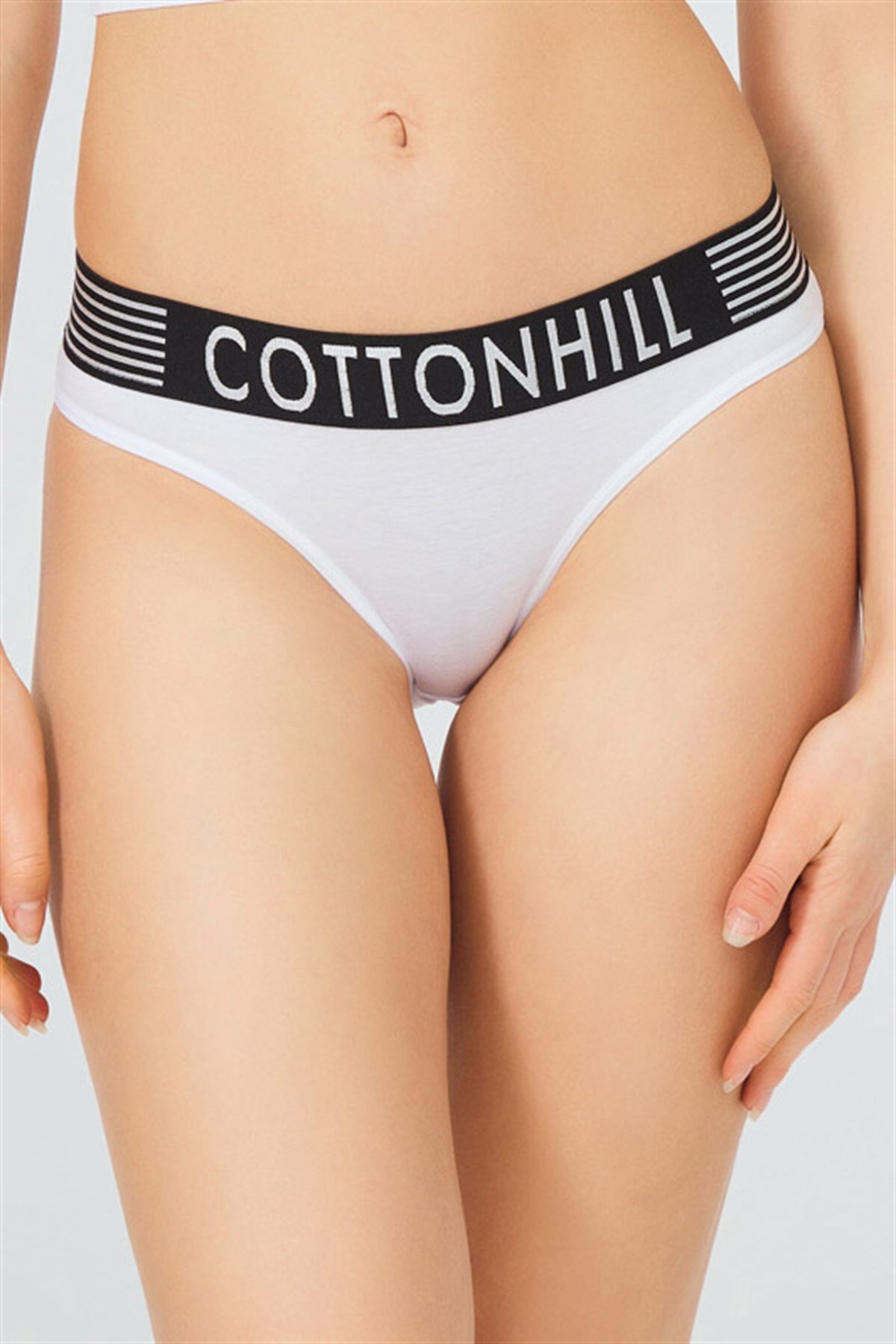 Beyaz Spor Basic Şerit Lastikli Pamuk Kadın Bikini Külot