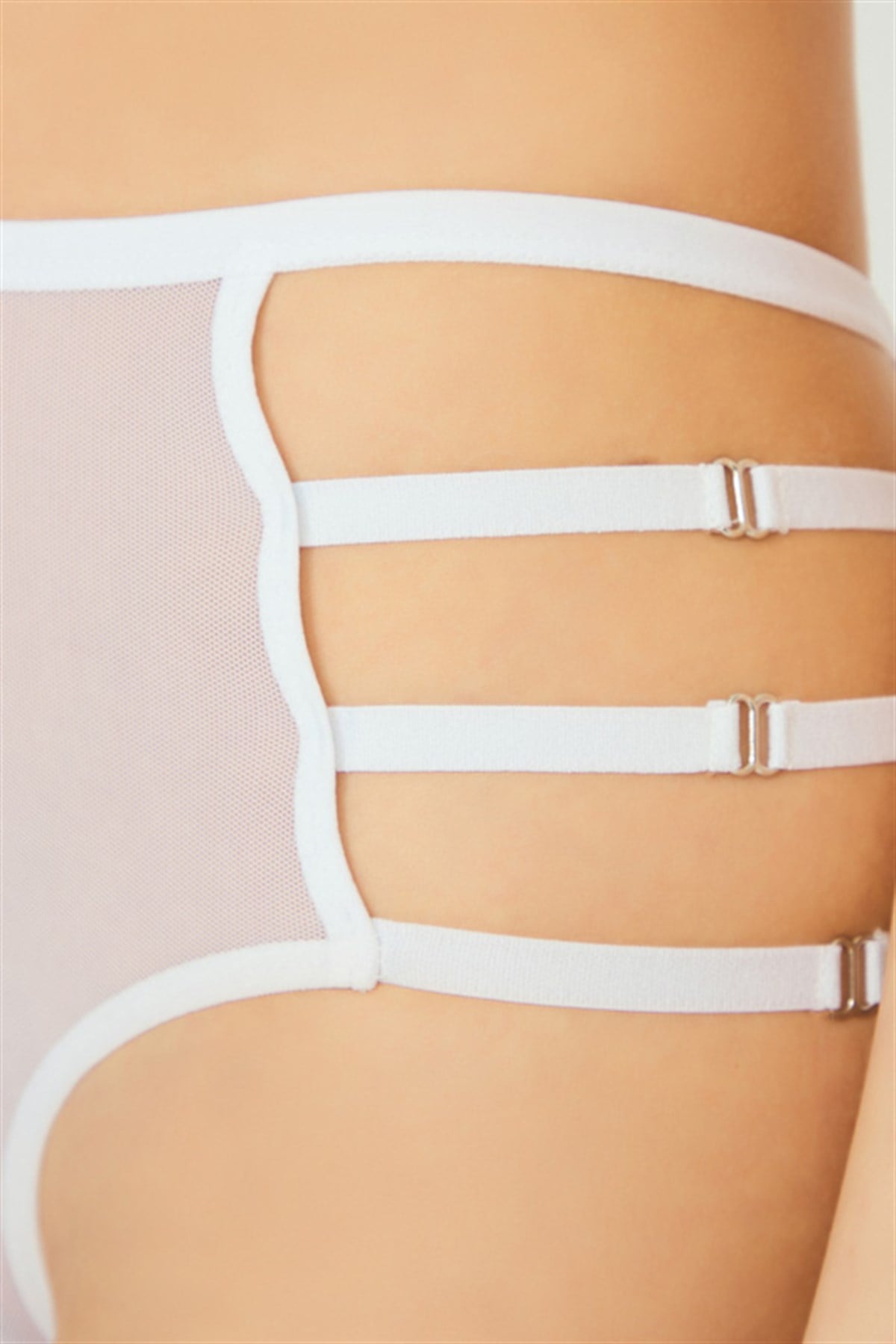 Beyaz Yüksek Bel Bikini Külot