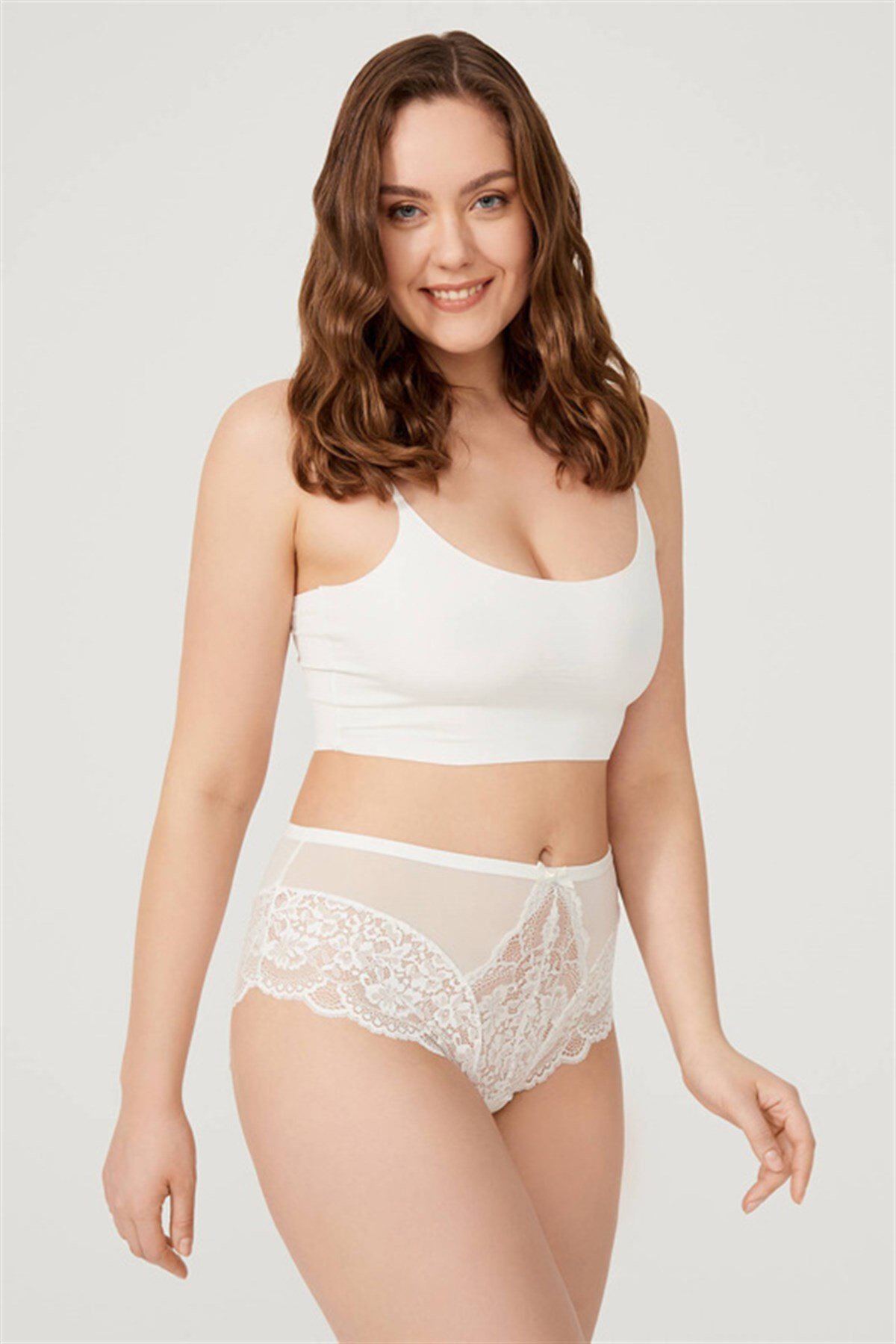 Dantel Detaylı Arkası Tül Büyük Beden Bikini Külot