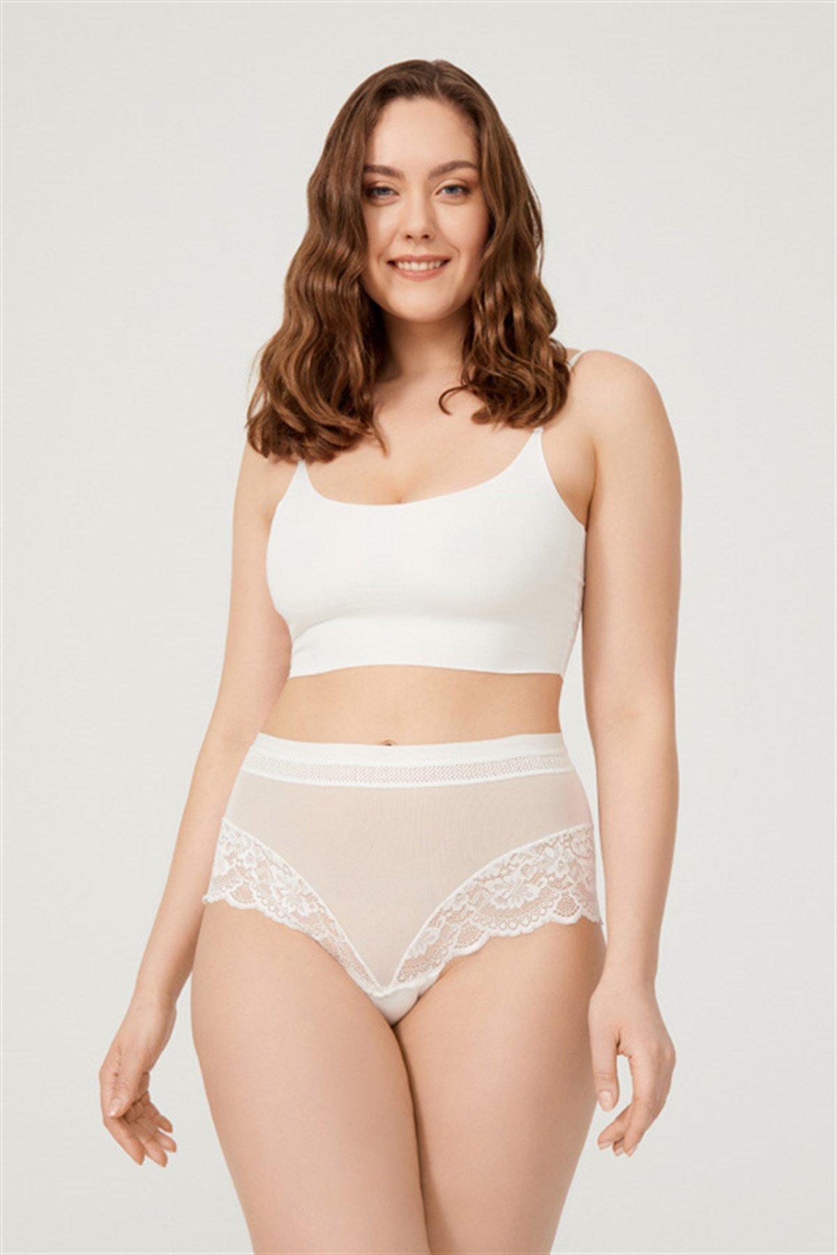 Dantel Detaylı Transparan Büyük Beden Bikini Külot