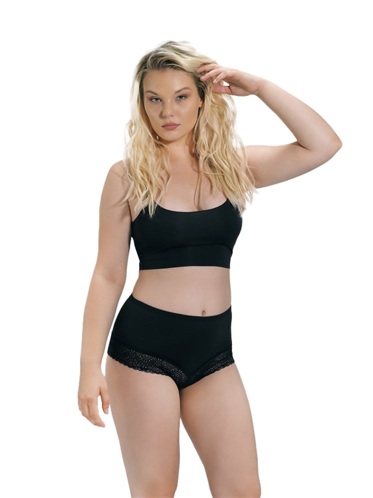 Dantel Detaylı Yüksek Bel Büyük Beden Kadın Bikini