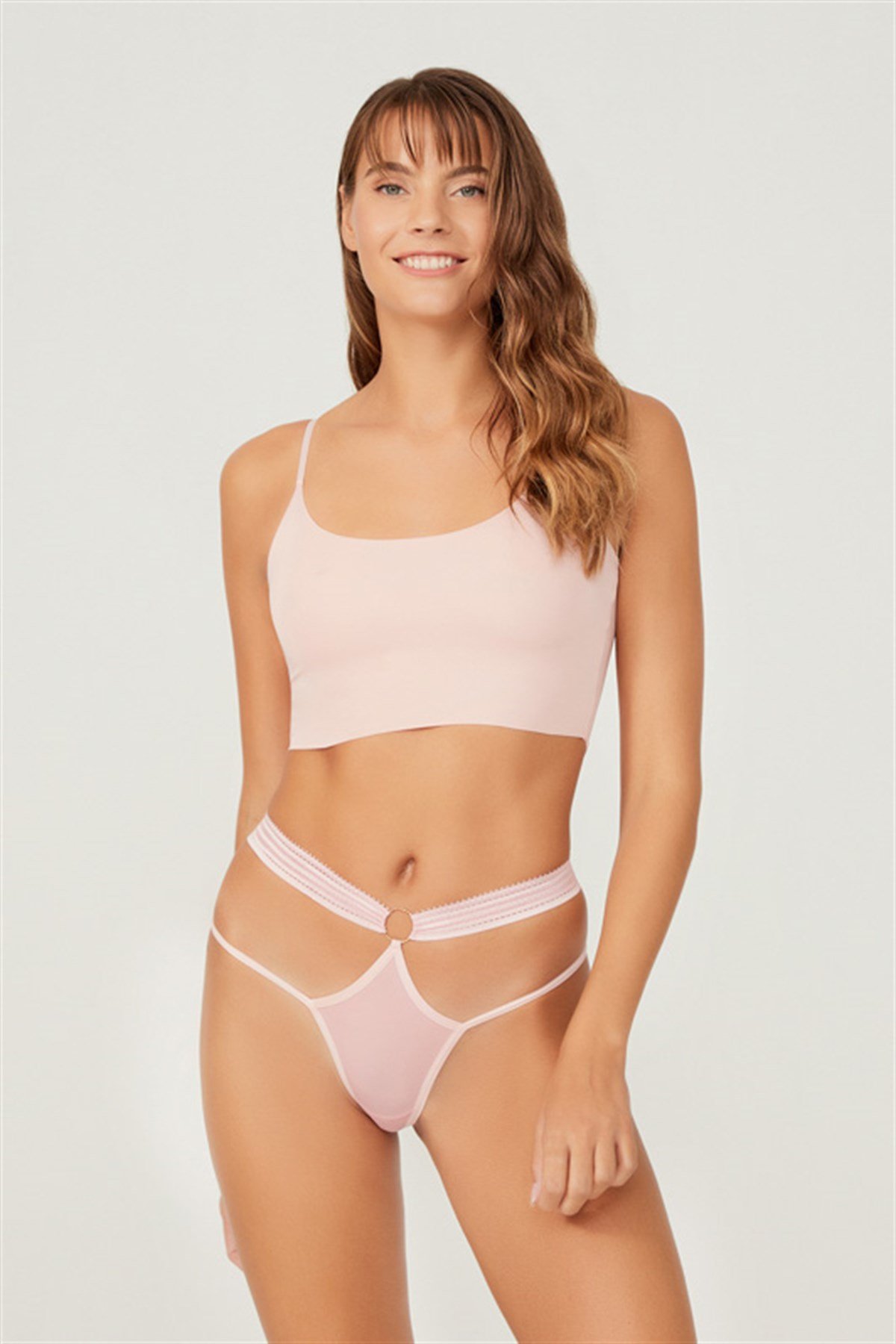 Lastik İpli Pembe 5'li Paket String Külot
