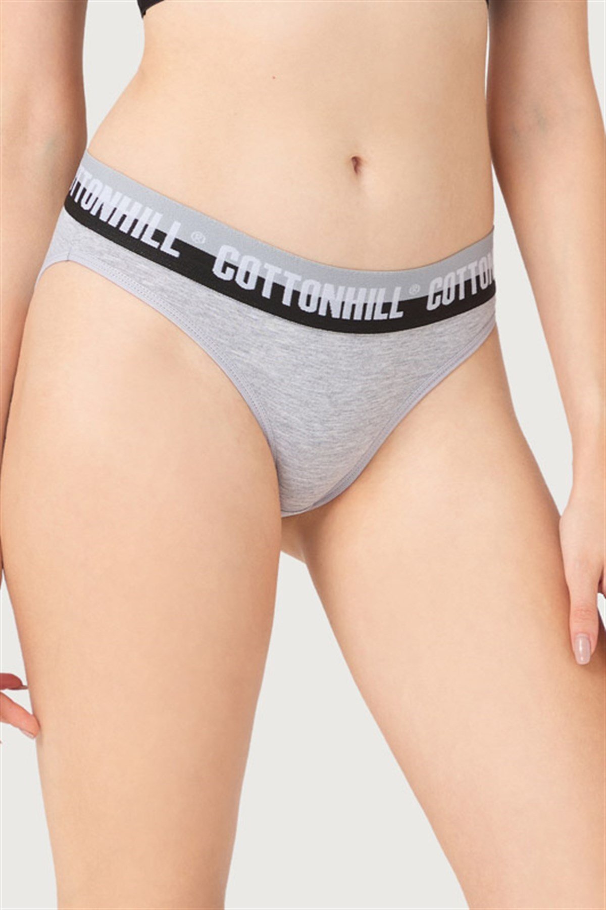 Gri Basic Spor Kalın Lastikli Pamuk Kadın Bikini Külot