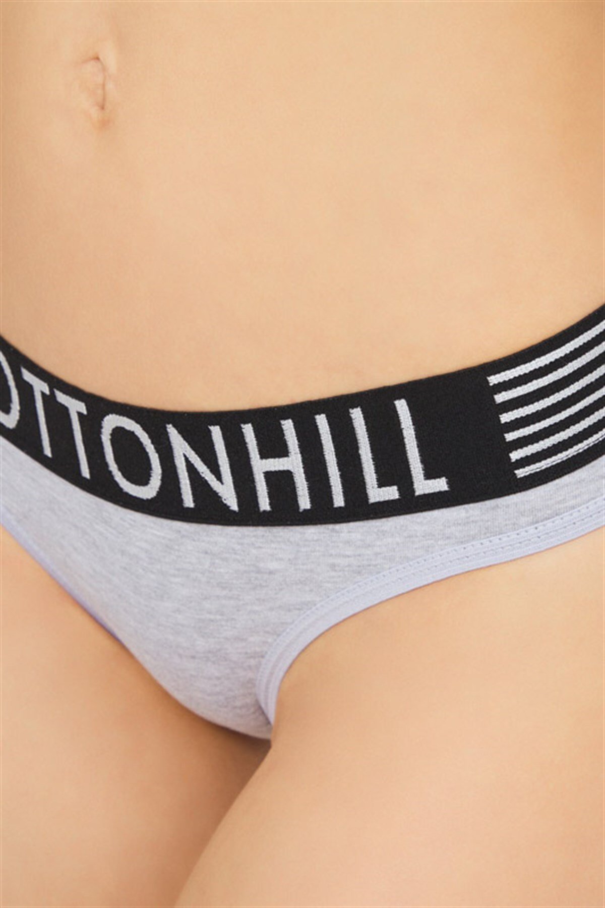 Gri Spor Basic Şerit Lastikli Pamuk Kadın Bikini Külot