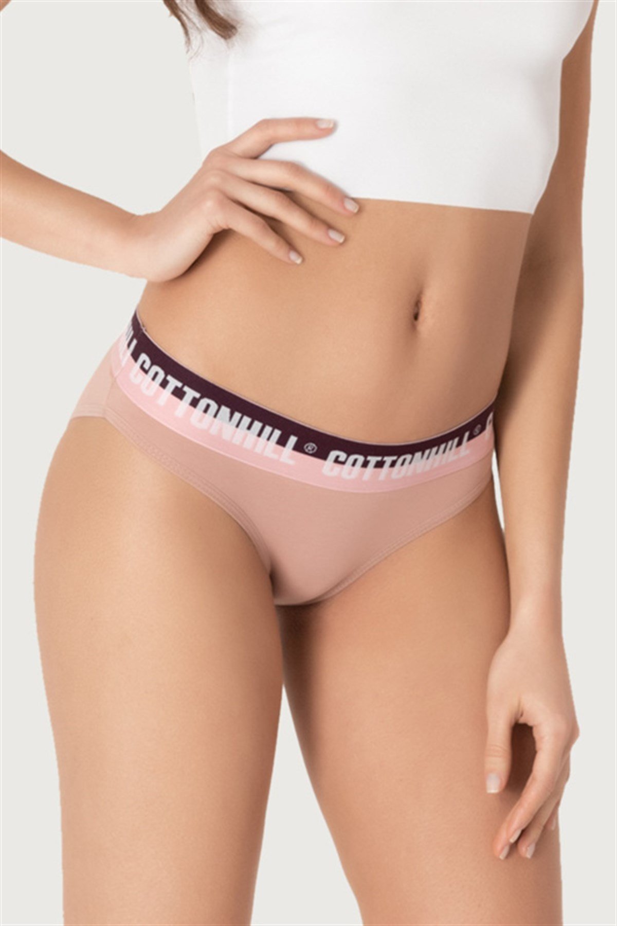 Kahverengi Basic Spor Kalın Lastikli Pamuk Kadın Bikini Külot